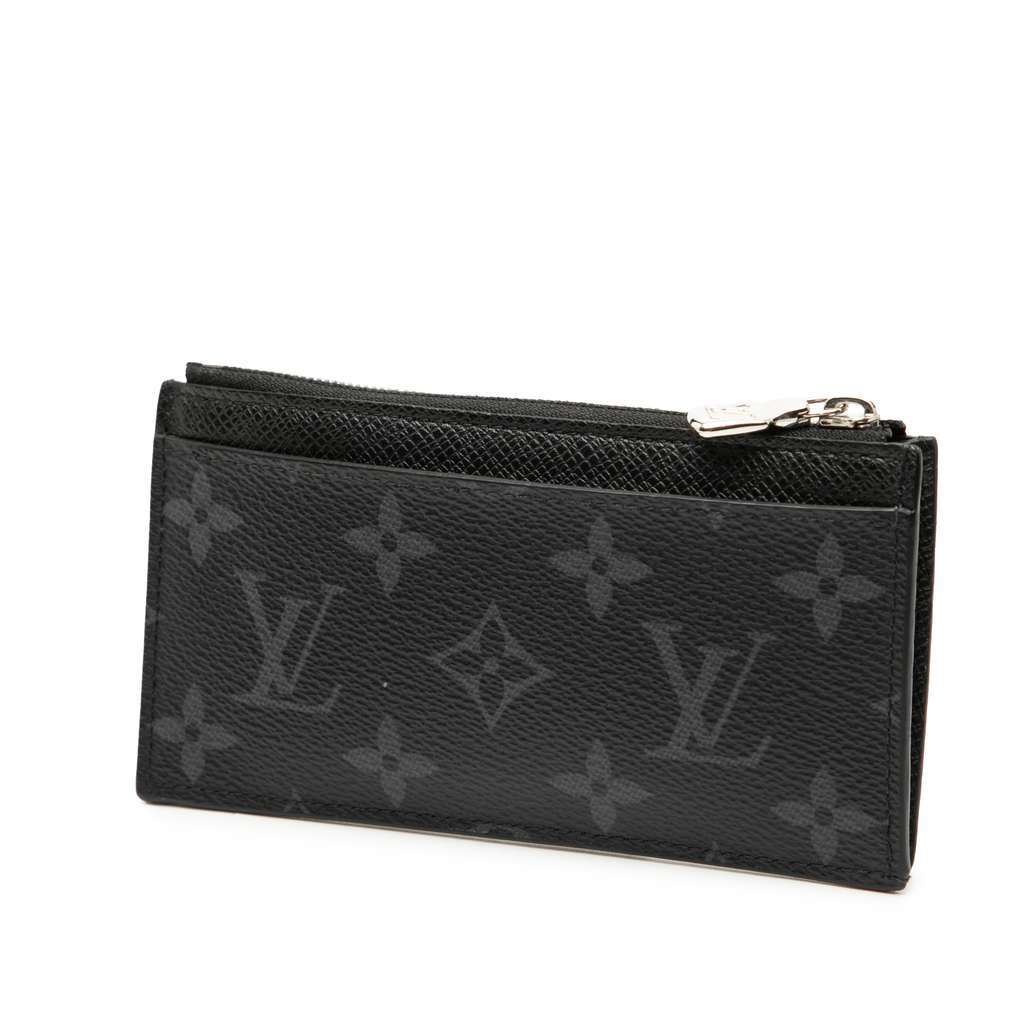Louis Vuitton Monogram Eclipse Taigarama Coin Card Holder Black Good - Back View