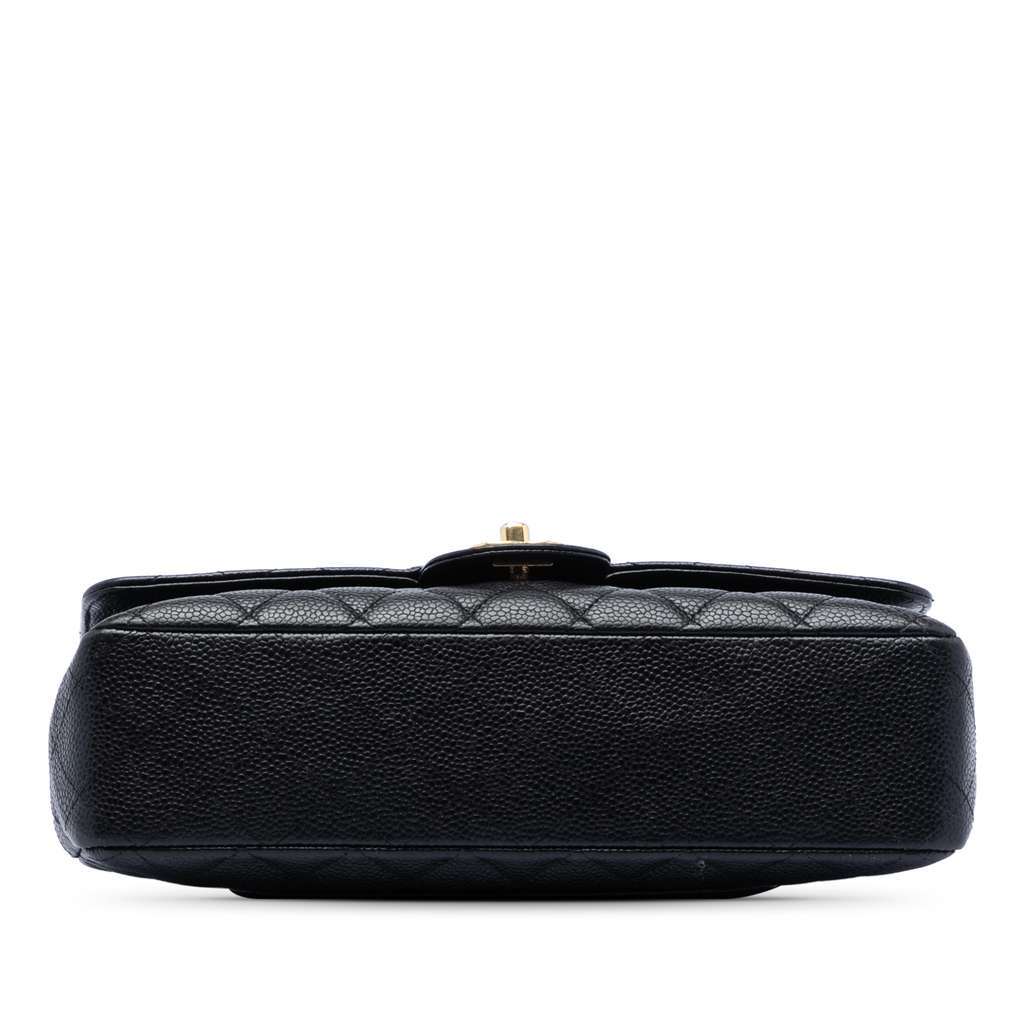 Chanel Medium Classic Caviar Double Flap Black Leather Good - Inside View
