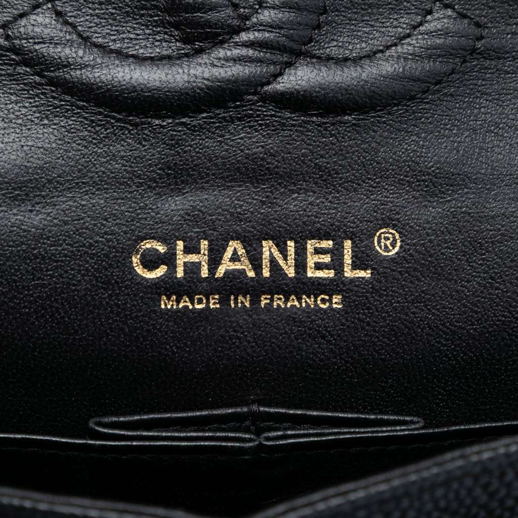 Chanel Medium Classic Caviar Double Flap Black Leather Good - Box View