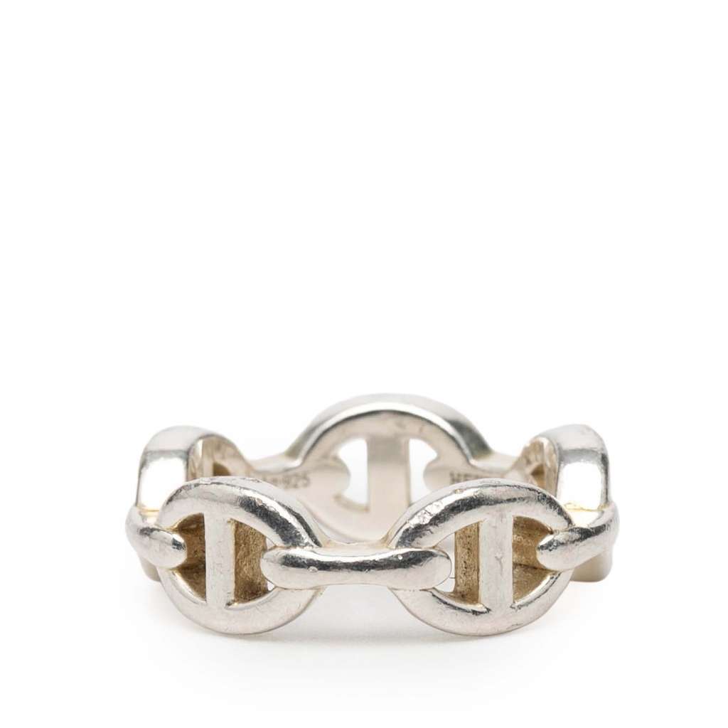 Hermès Sterling Silver Chaine d'Ancre Enchainee Ring Silver Silver Good condition - Back View