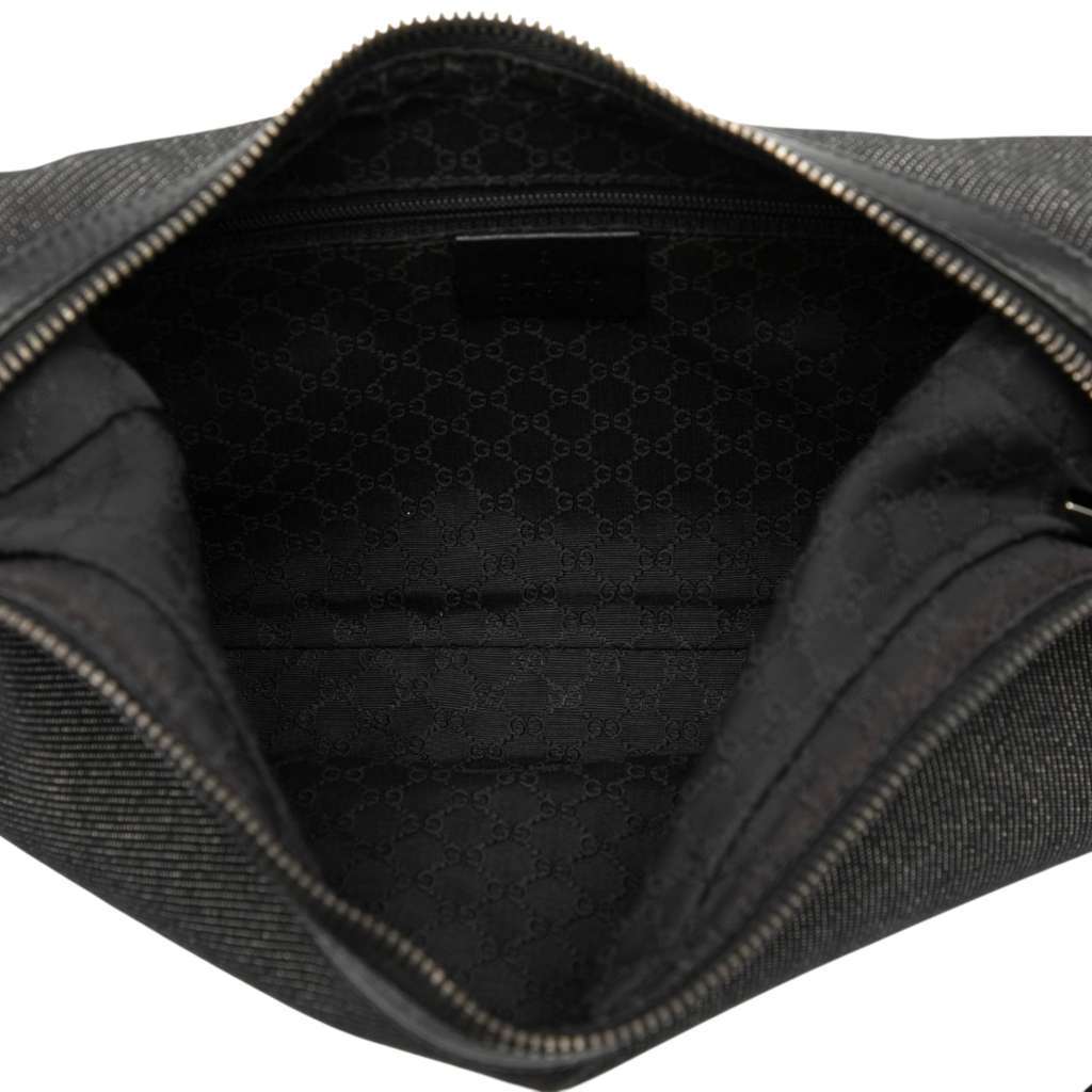Gucci Denim Web Shoulder Bag Black Denim Good - Model View