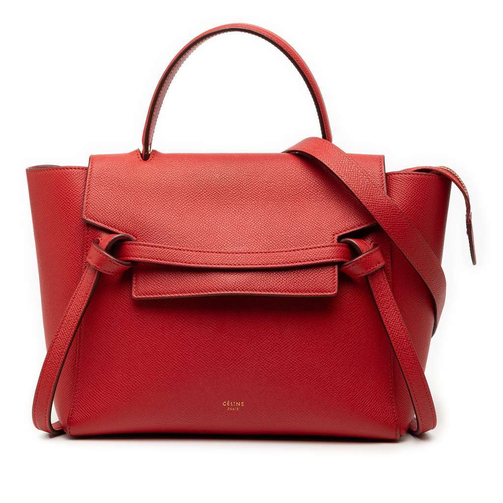 Celine Micro Grained Calfskin Belt Bag Red Leather Very good condition - Front View