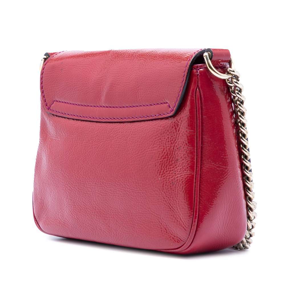 Gucci Small Patent Soho Chain Flap Crossbody Pink Leather Very good - Back View
