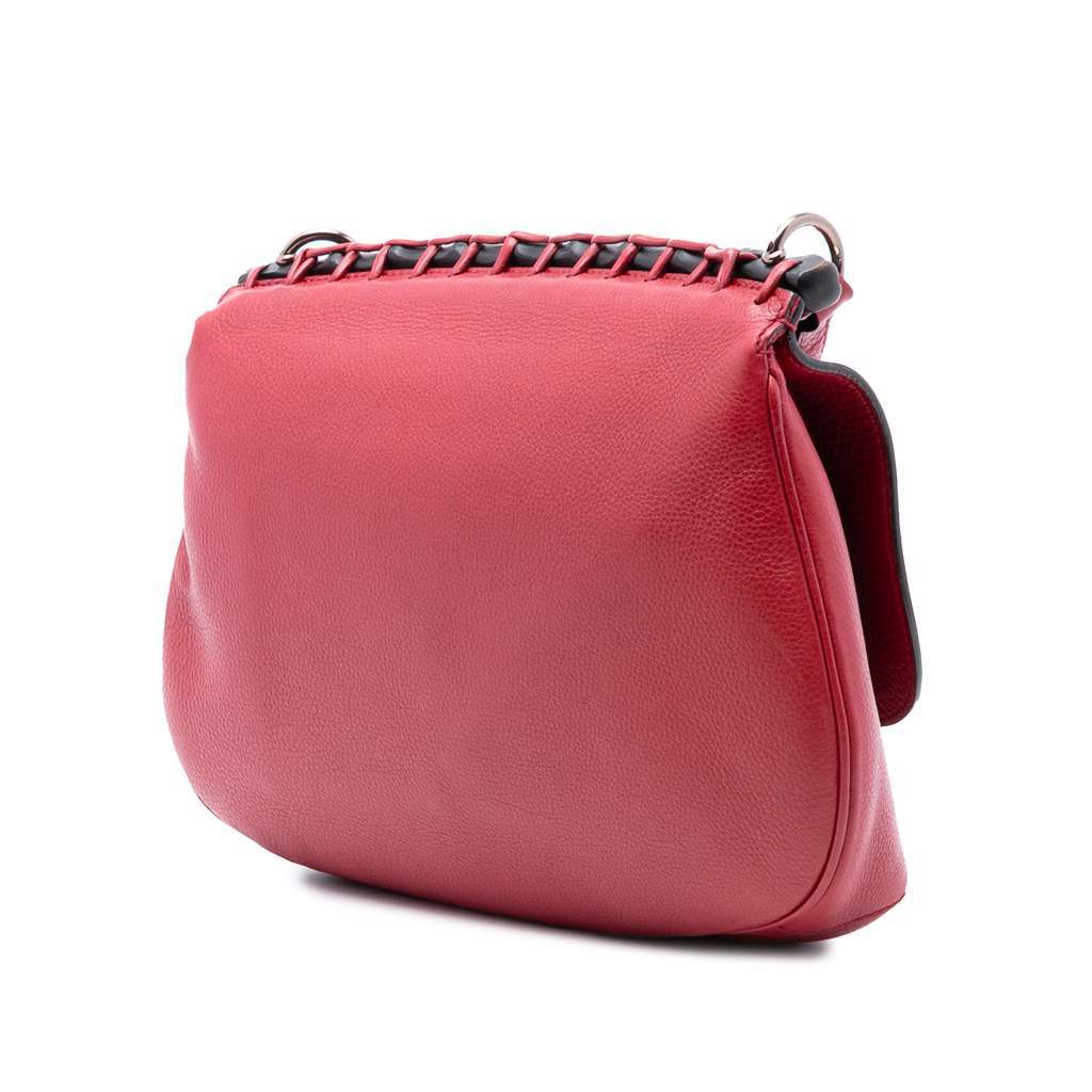 Gucci Medium Leather Bamboo Nouveau Fringe Crossbody Red Leather Very good - Back View