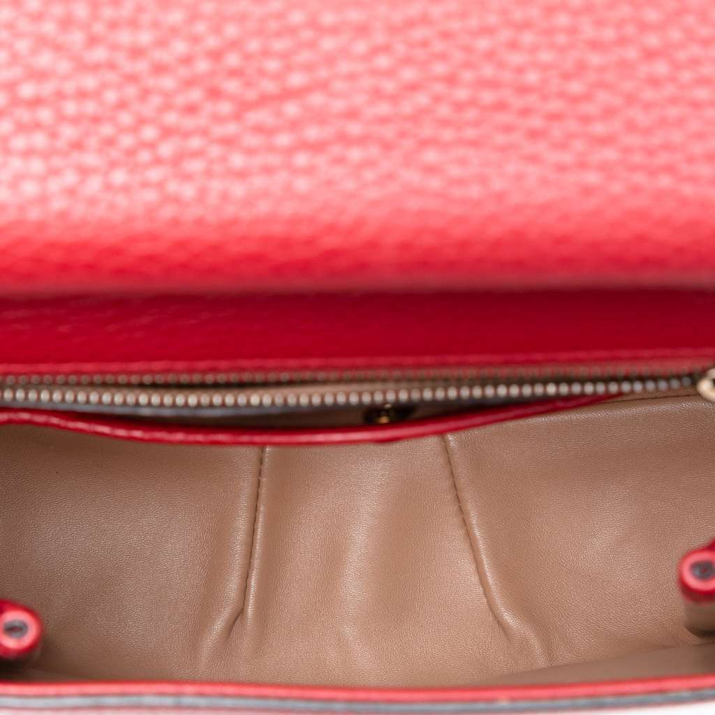 Gucci Medium Leather Bamboo Nouveau Fringe Crossbody Red Leather Very good - Model View