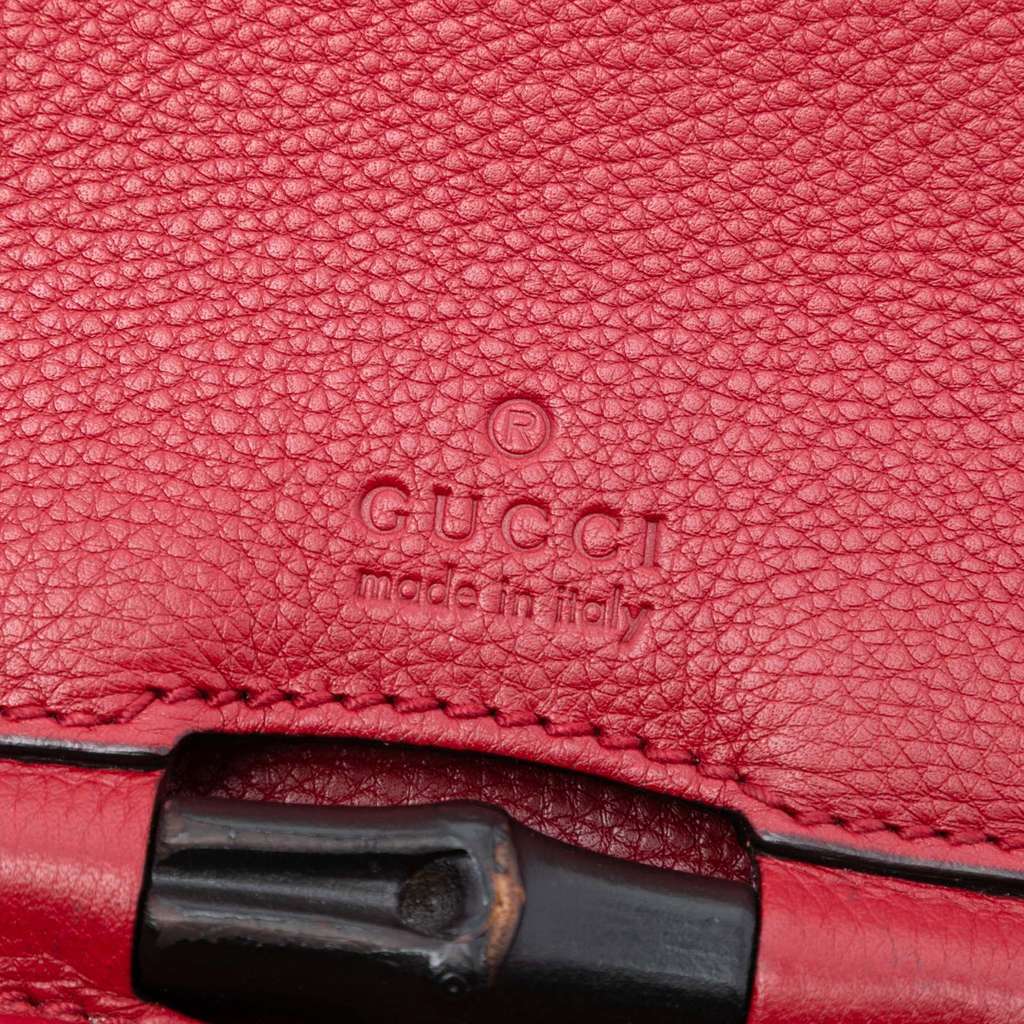 Gucci Medium Leather Bamboo Nouveau Fringe Crossbody Red Leather Very good - Box View
