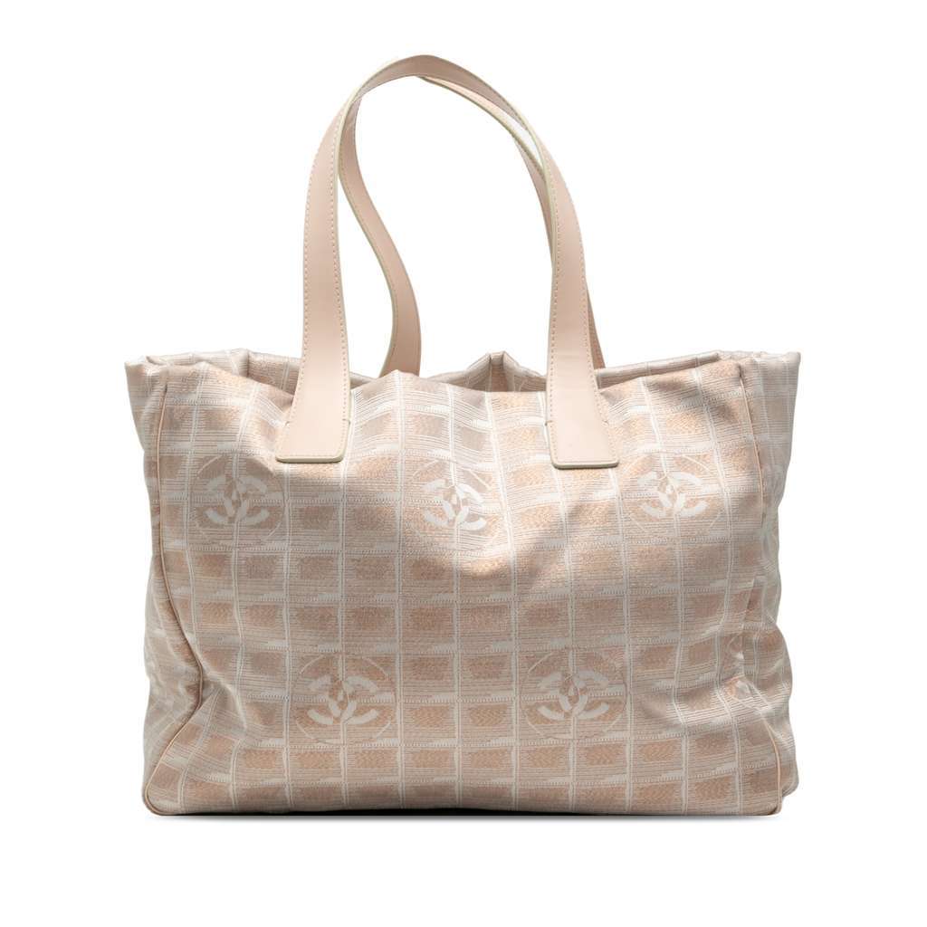 Chanel New Travel Line Nylon Tote Brown Good - Front View