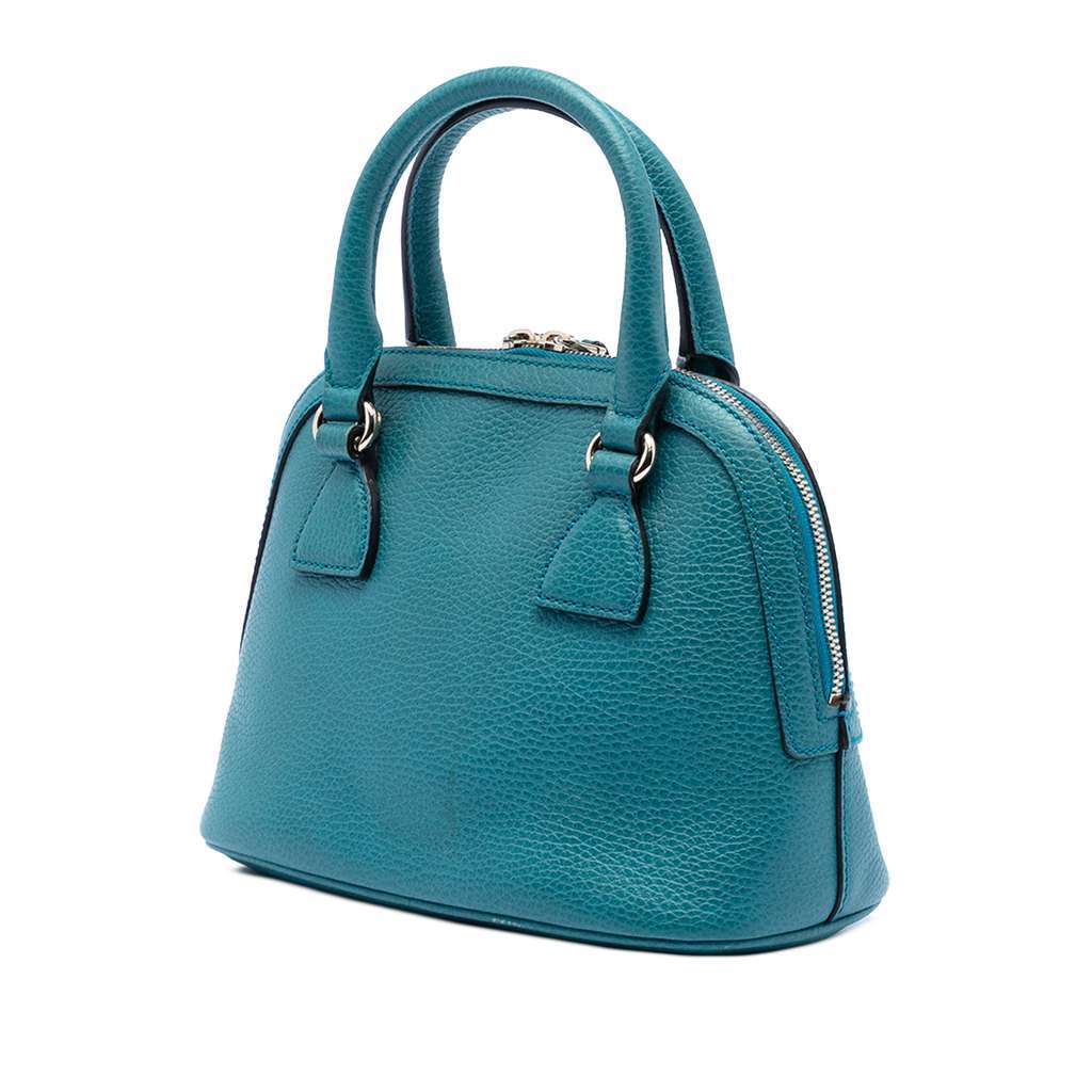 Gucci Small Dollar Calfskin GG Charm Dome Satchel Blue Leather Very good - Back View