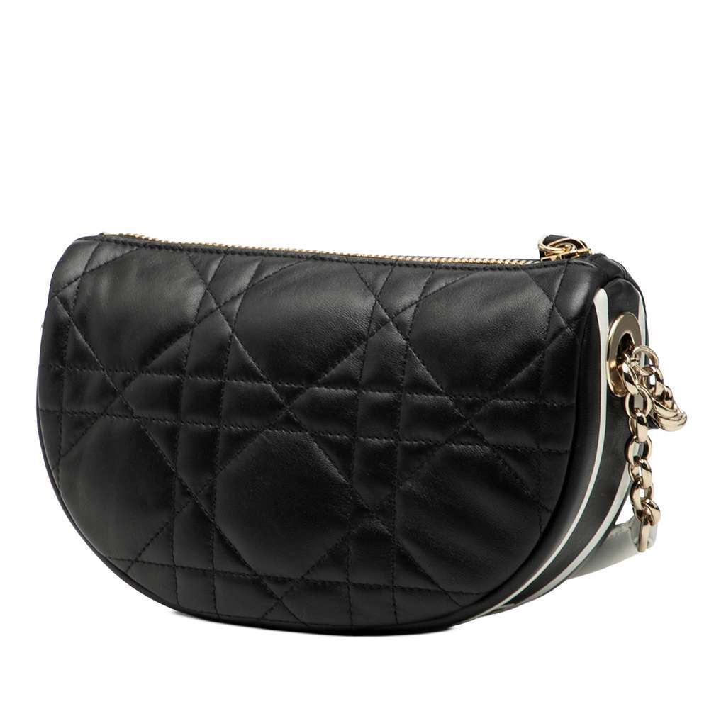 Dior Small Lambskin Cannage Dior Vibe Hobo Black Leather Good - Back View