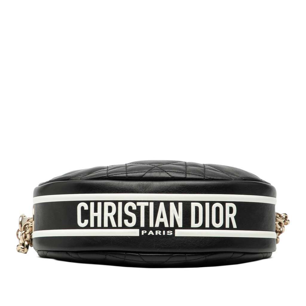 Dior Small Lambskin Cannage Dior Vibe Hobo Black Leather Good - Inside View