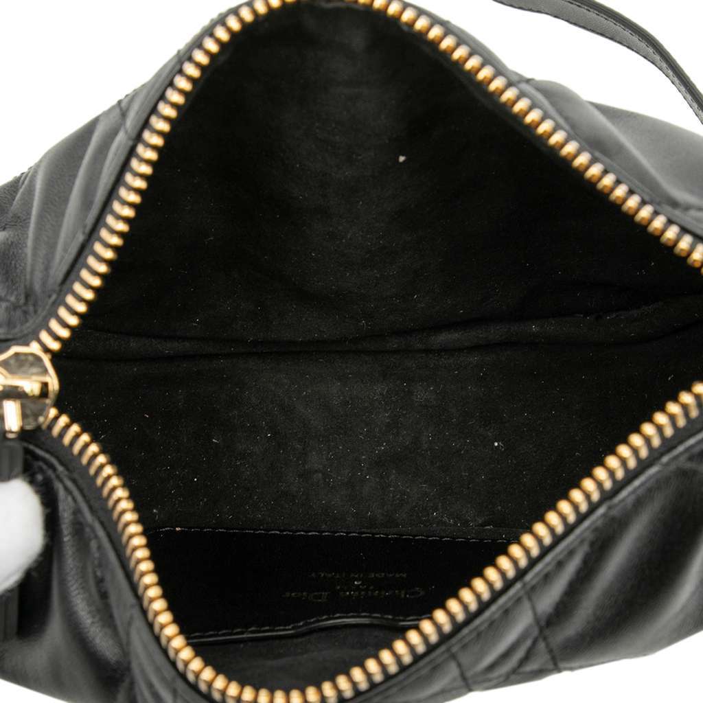 Dior Small Lambskin Cannage Dior Vibe Hobo Black Leather Good - Model View