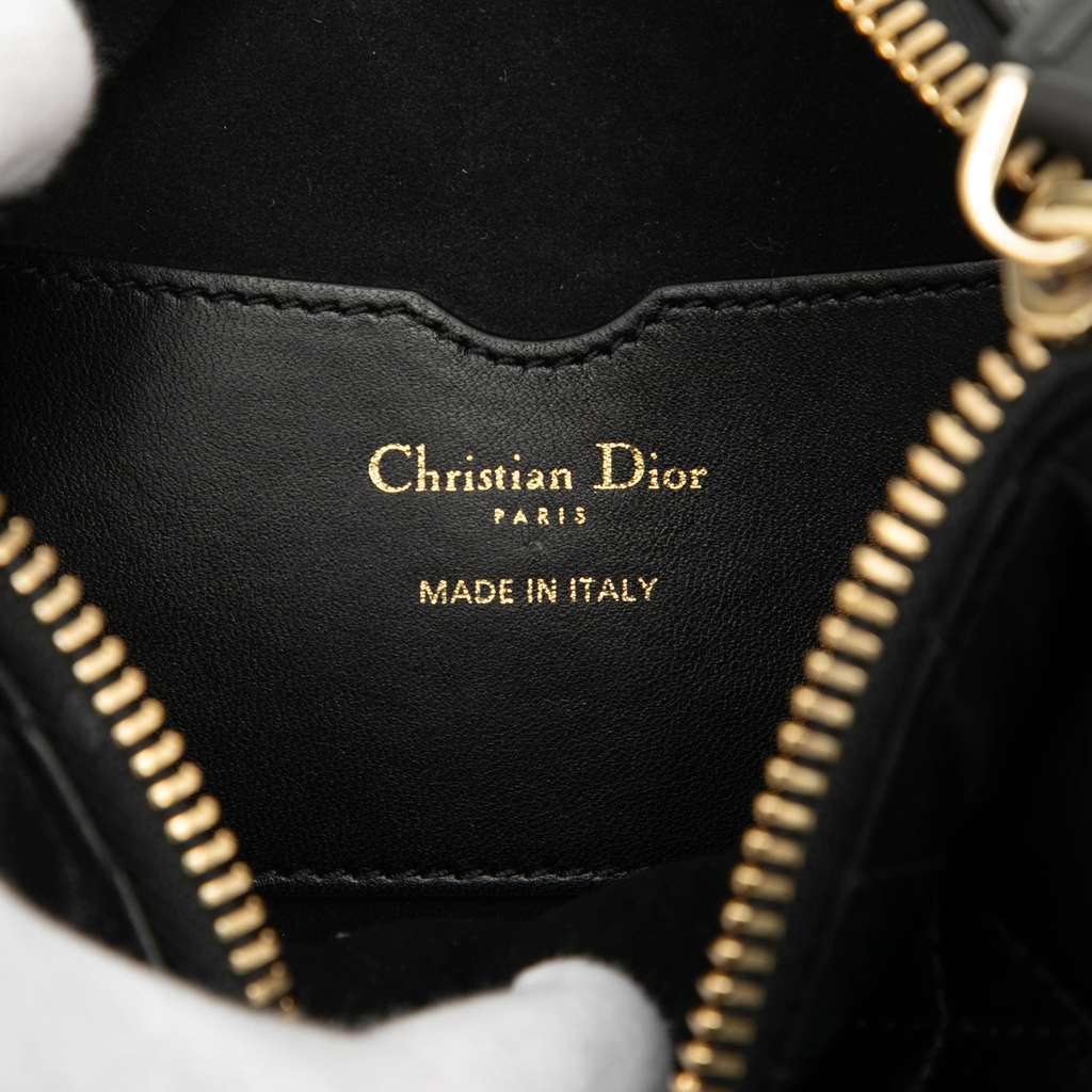 Dior Small Lambskin Cannage Dior Vibe Hobo Black Leather Good - Box View