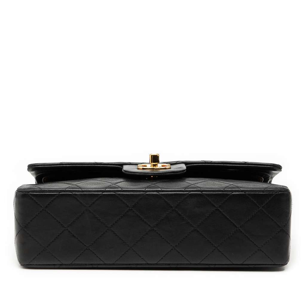 Chanel Small Classic Lambskin Double Flap Black Leather Good - Inside View