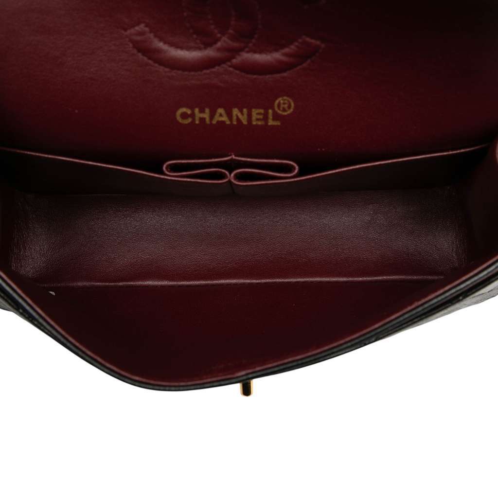 Chanel Small Classic Lambskin Double Flap Black Leather Good - Model View