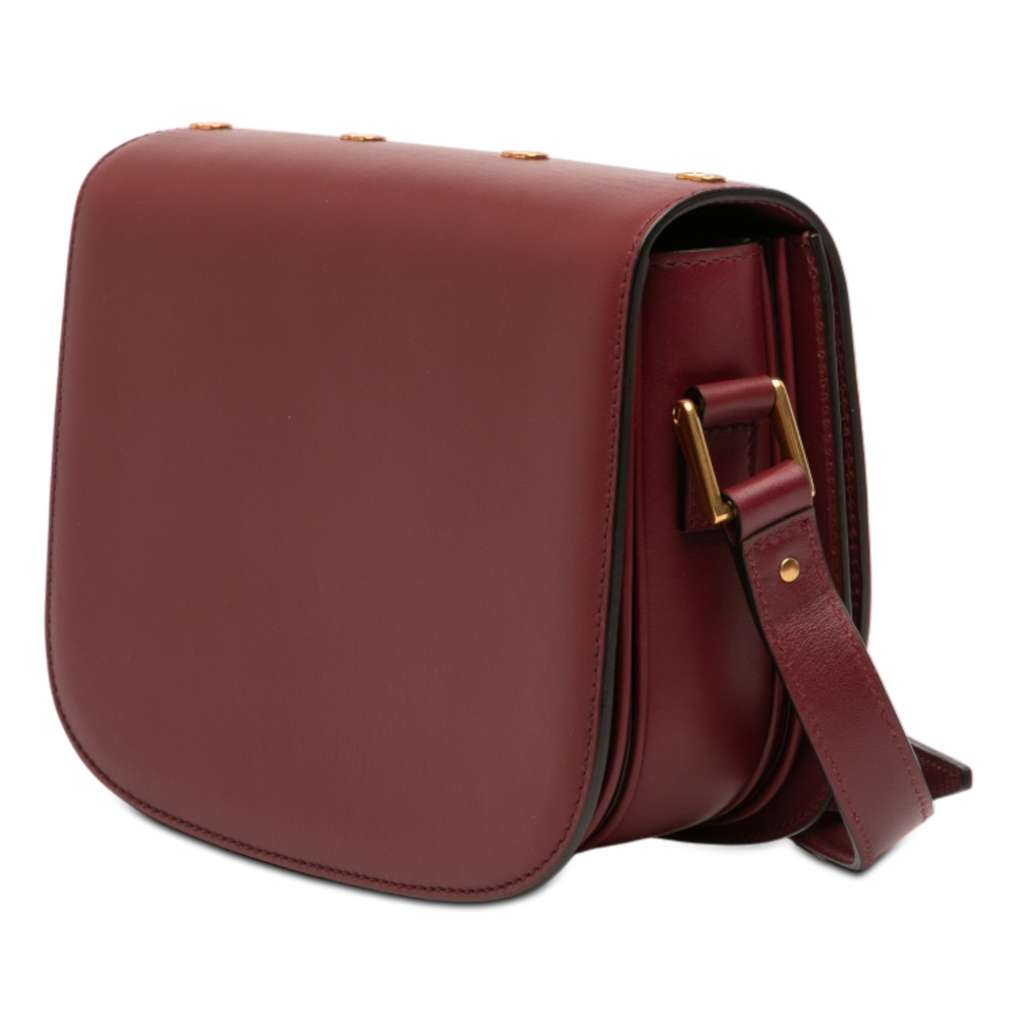 Valentino VLogo Embellished Leather Crossbody Red Leather Very good - Back View