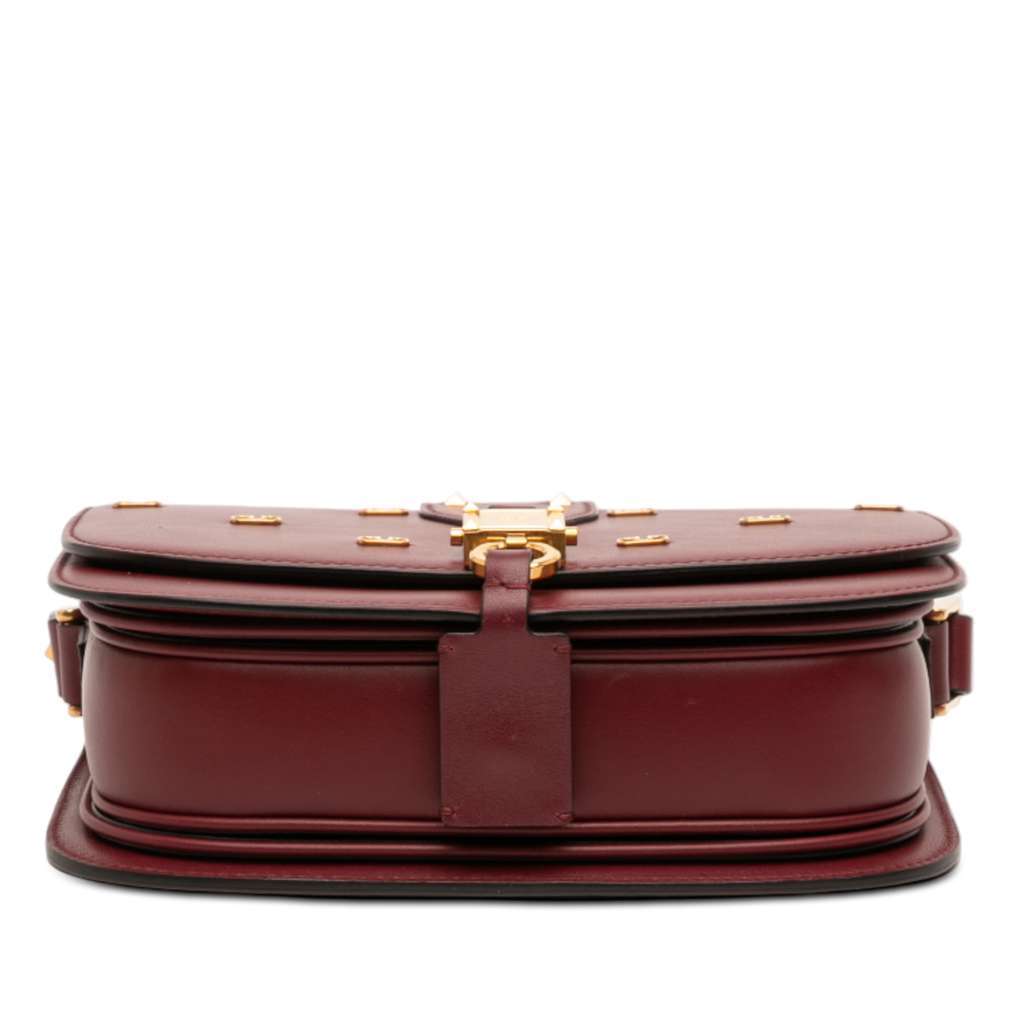 Valentino VLogo Embellished Leather Crossbody Red Leather Very good - Inside View