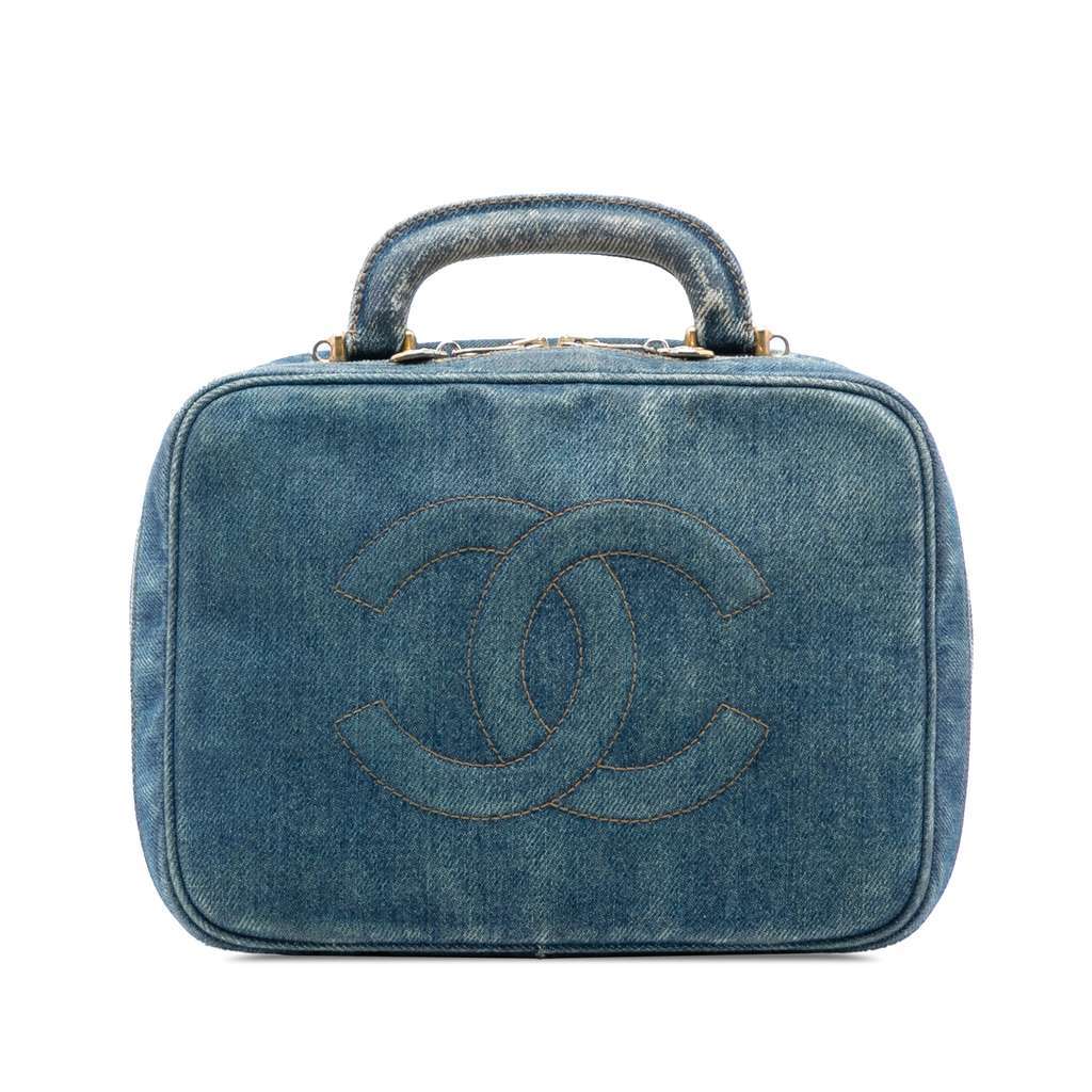 Chanel CC Denim Vanity Bag Blue Denim Very good - Front View