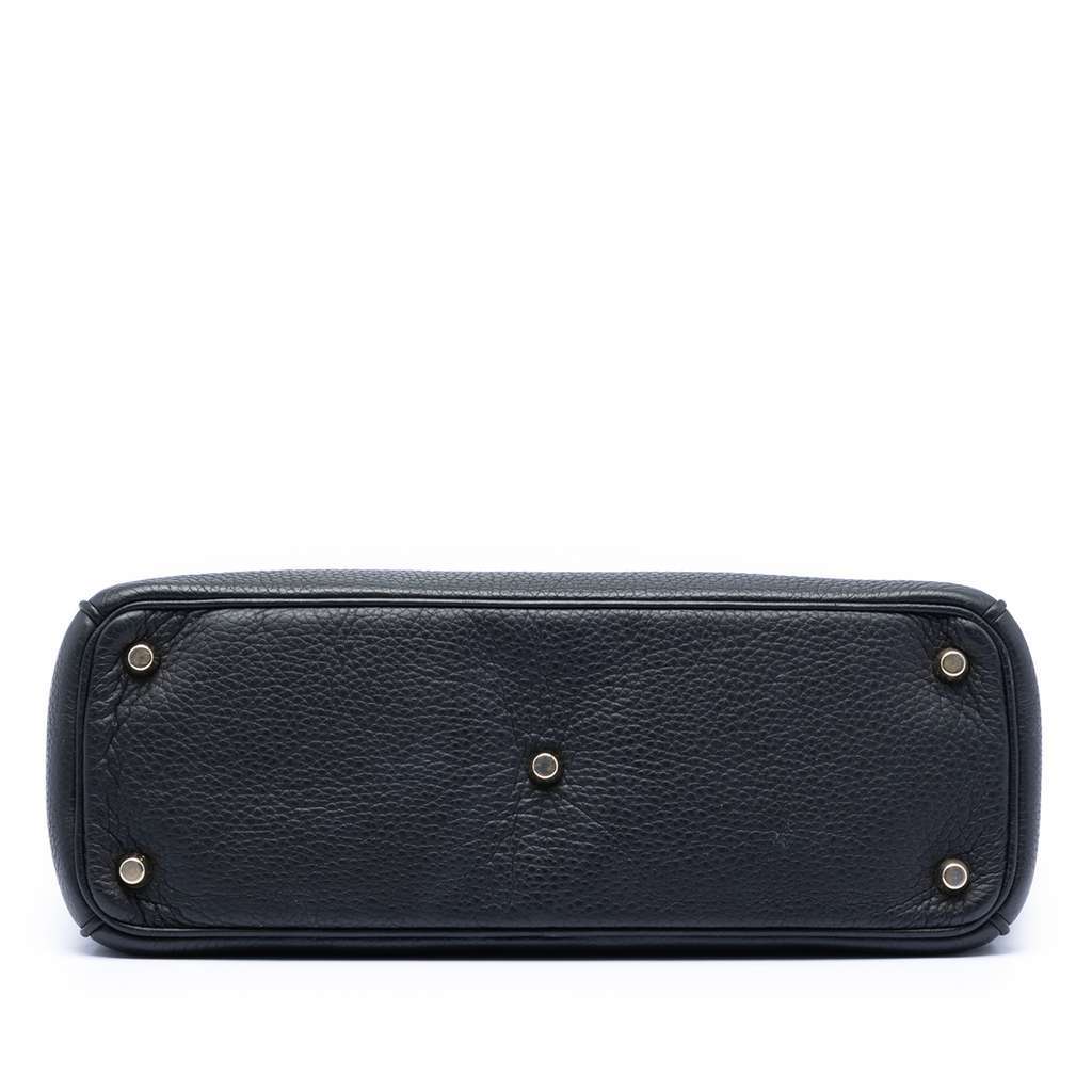 Dior Medium Pebbled Calfskin Diorissimo Satchel Black Leather Good - Inside View