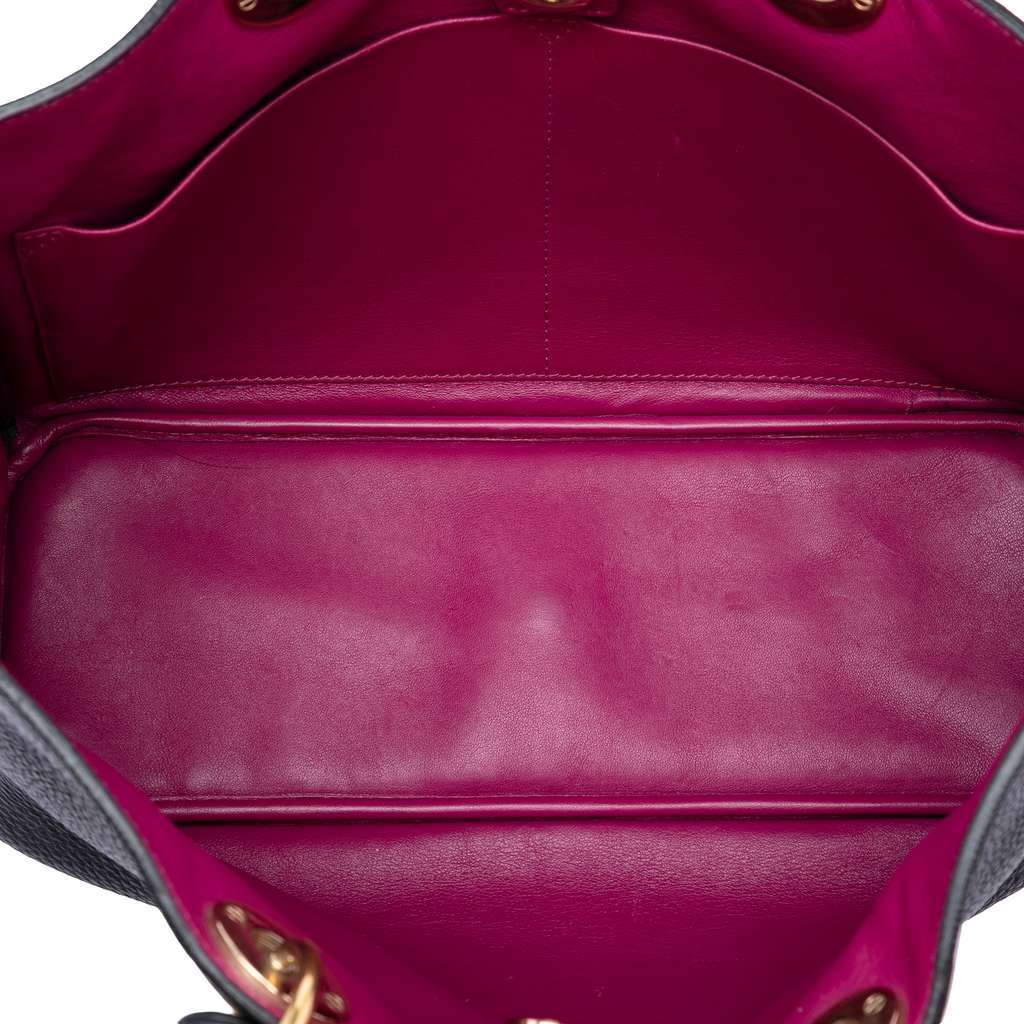 Dior Medium Pebbled Calfskin Diorissimo Satchel Black Leather Good - Model View
