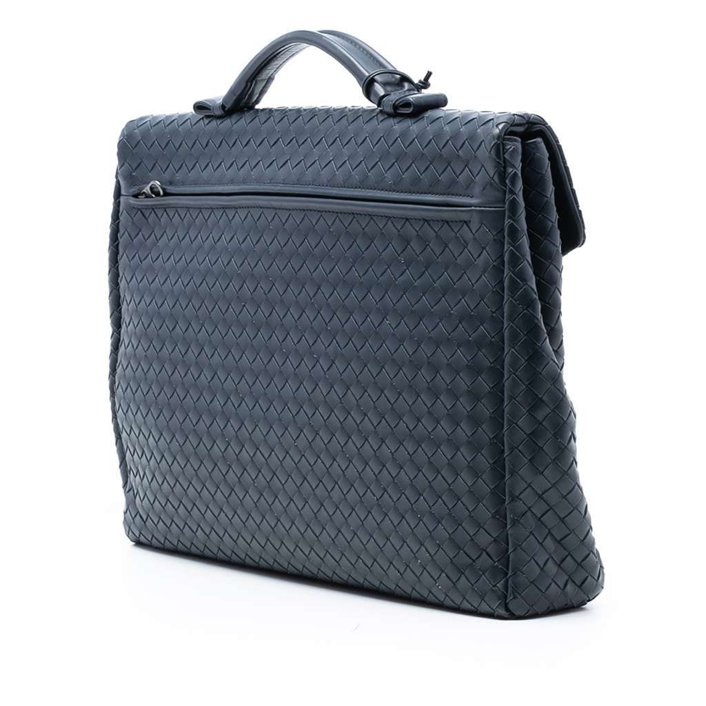 Bottega Veneta Nappa Intrecciato Briefcase Blue Leather Very good condition - Back View