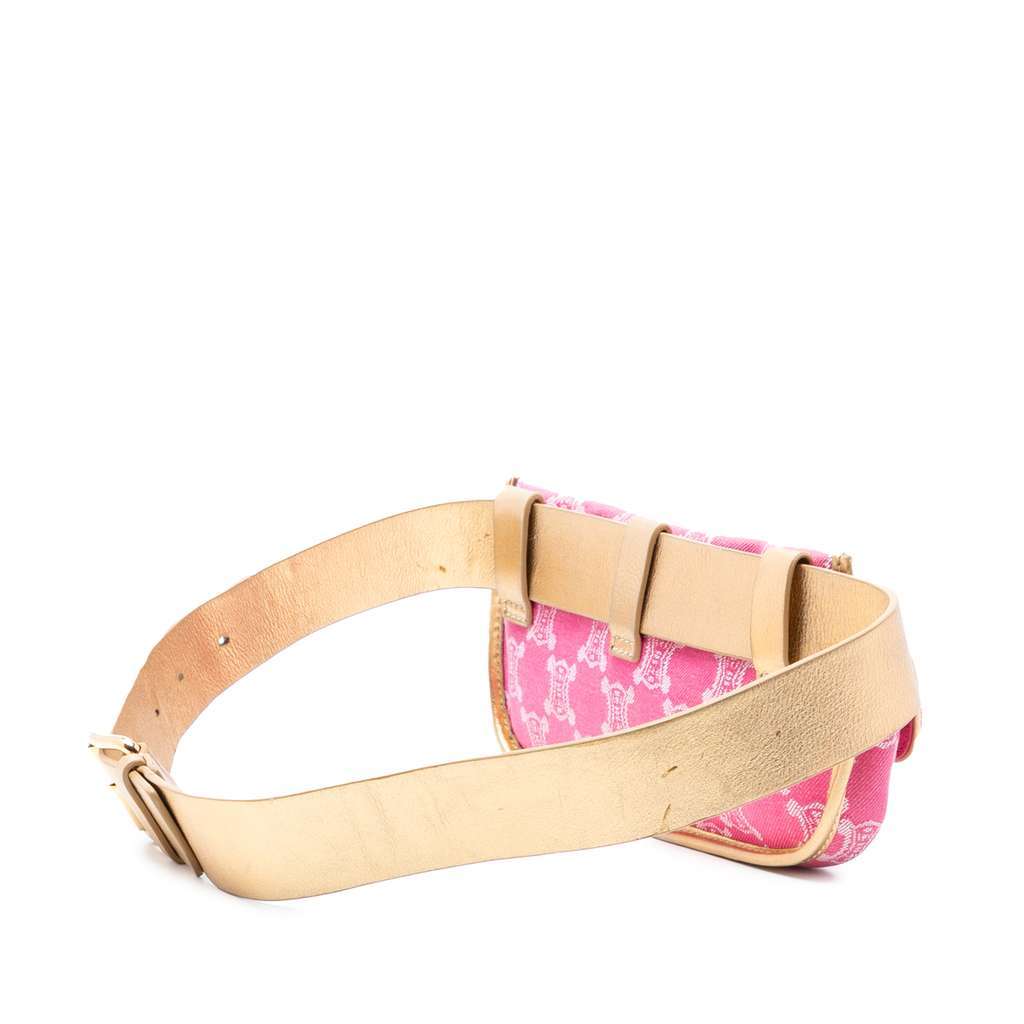 Celine Macadam Denim Double Pocket Belt Bag Pink Denim Very good - Back View