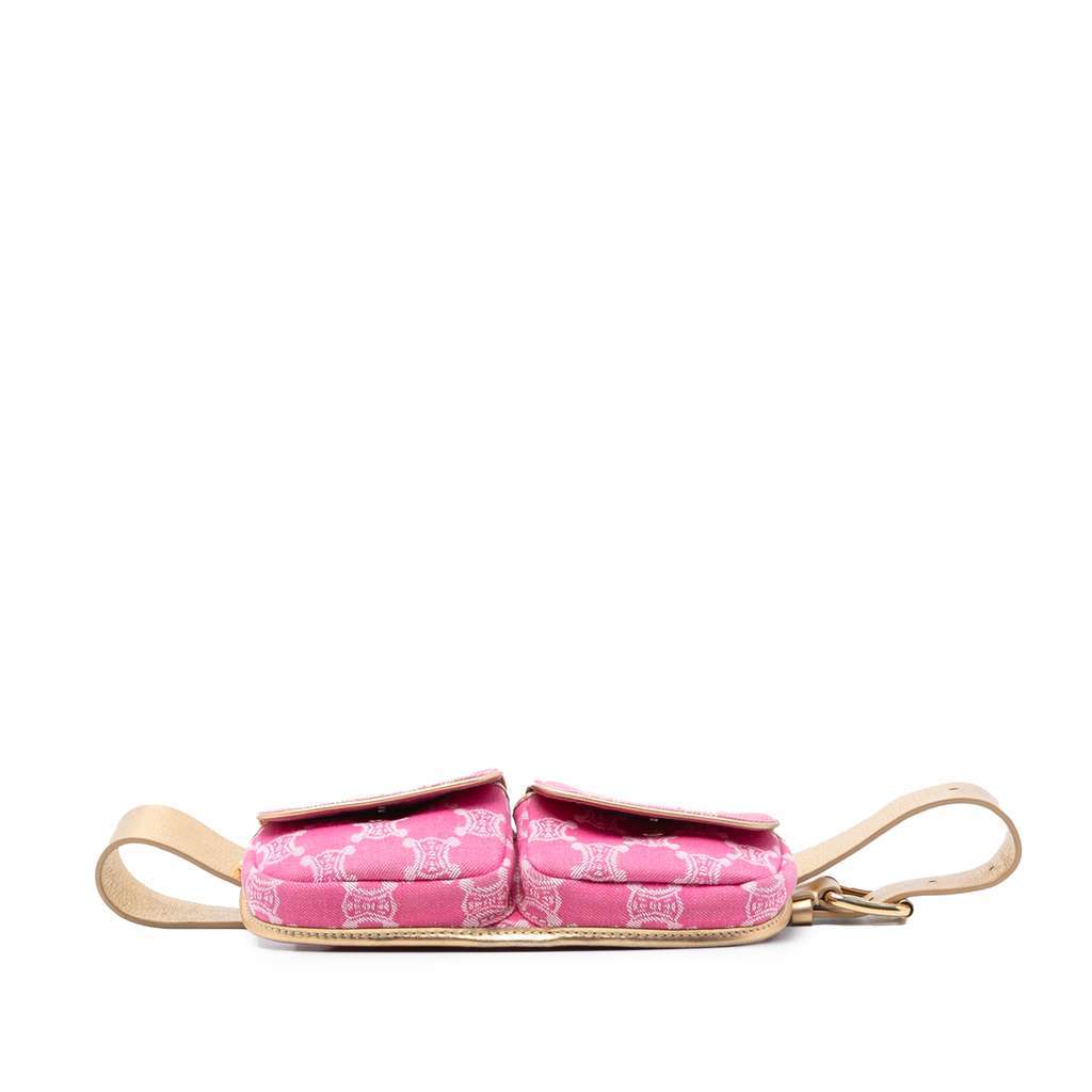 Celine Macadam Denim Double Pocket Belt Bag Pink Denim Very good - Inside View
