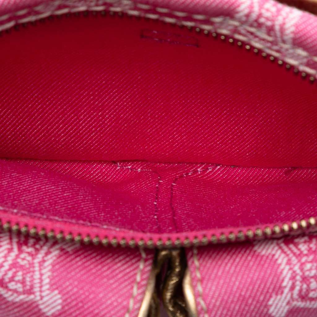 Celine Macadam Denim Double Pocket Belt Bag Pink Denim Very good - Model View
