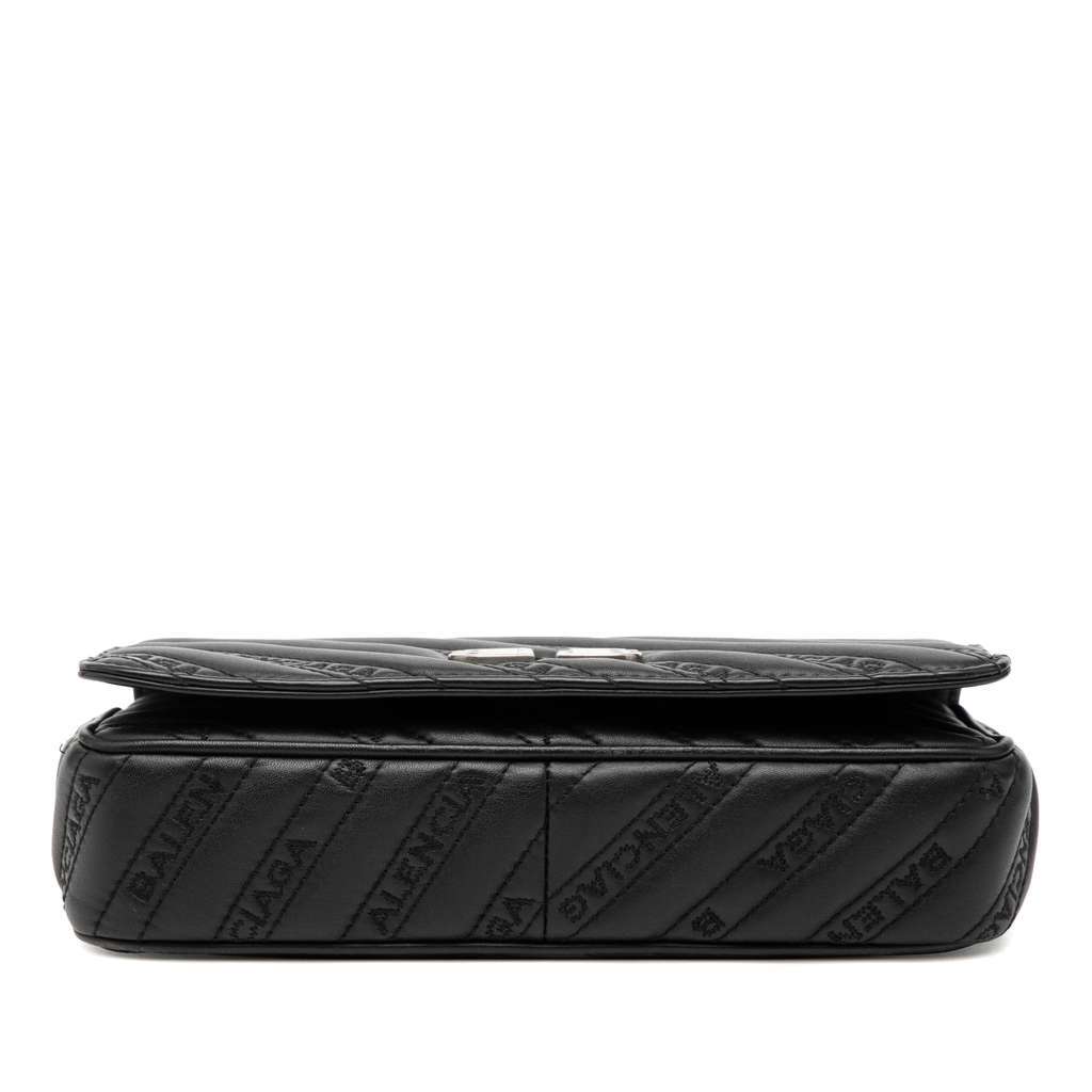 Balenciaga Embossed Leather Allover Logo BB Wallet on Chain Black Leather Very good - Inside View