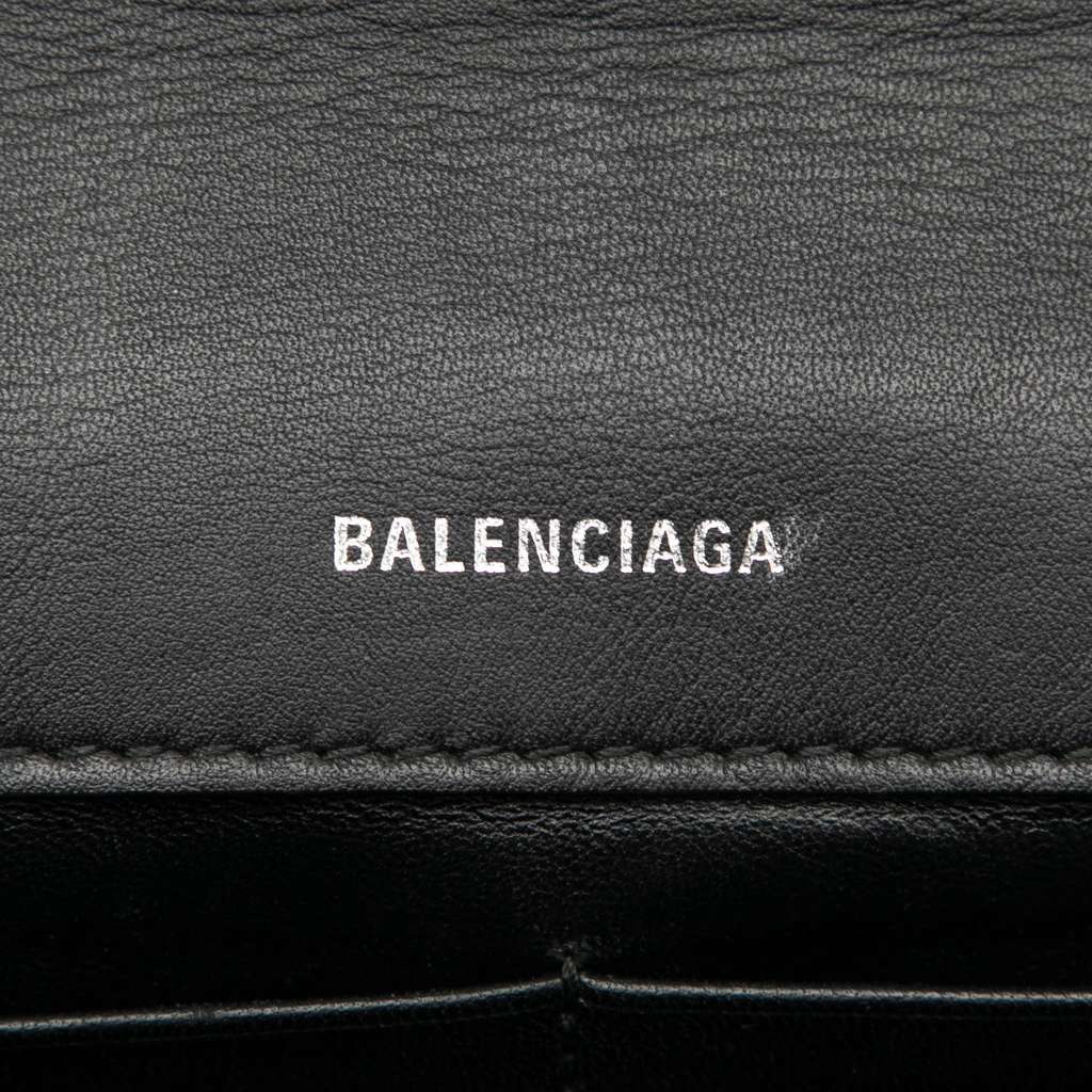Balenciaga Embossed Leather Allover Logo BB Wallet on Chain Black Leather Very good - Box View
