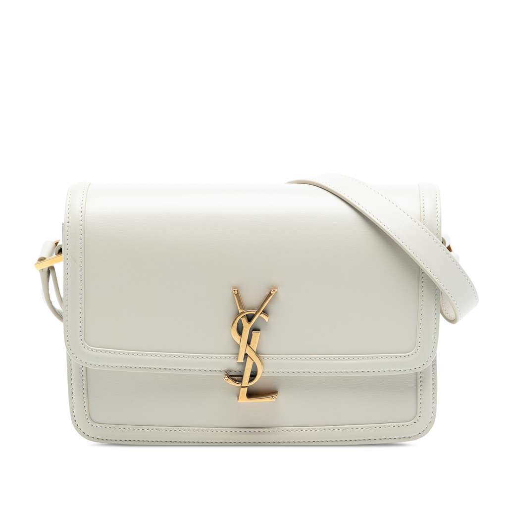 Saint Laurent Medium Smooth Calfskin Solferino Satchel In Box White Leather Very good condition - Front View