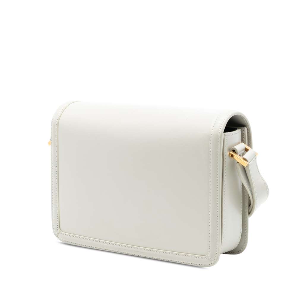 Saint Laurent Medium Smooth Calfskin Solferino Satchel In Box White Leather Very good condition - Back View