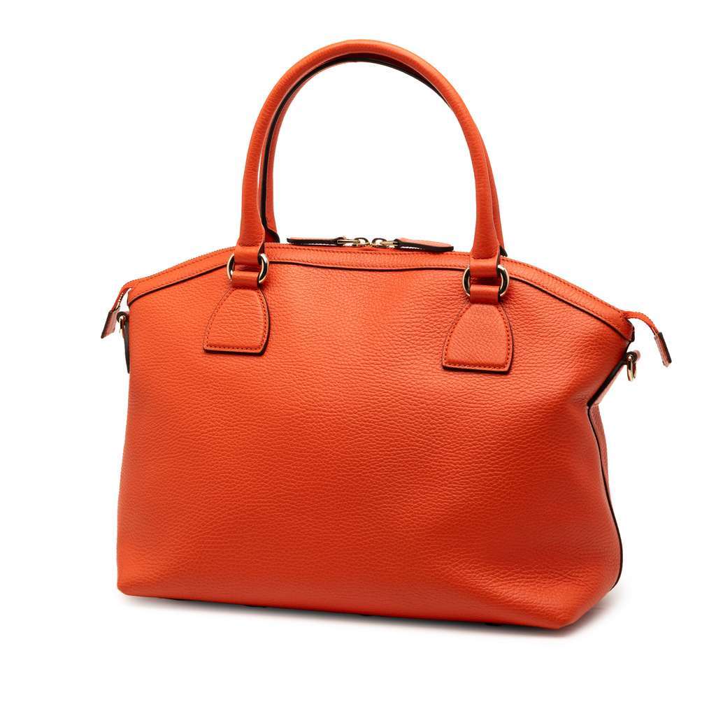 Gucci Medium Leather GG Charm Dome Satchel Orange Leather Very good - Back View