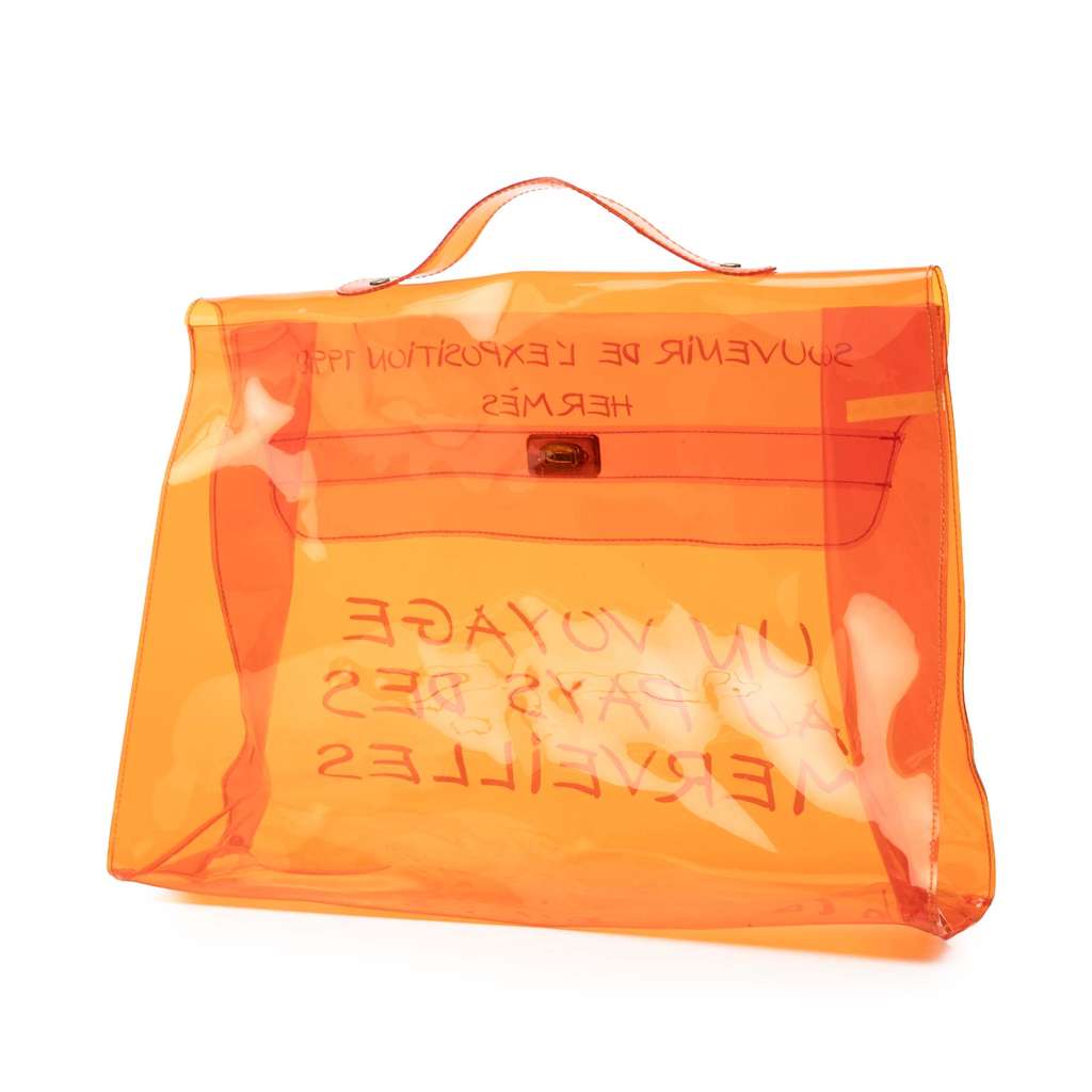 Hermès Vinyl Souvenir De L Exposition Kelly Handbag Orange Very good condition - Back View