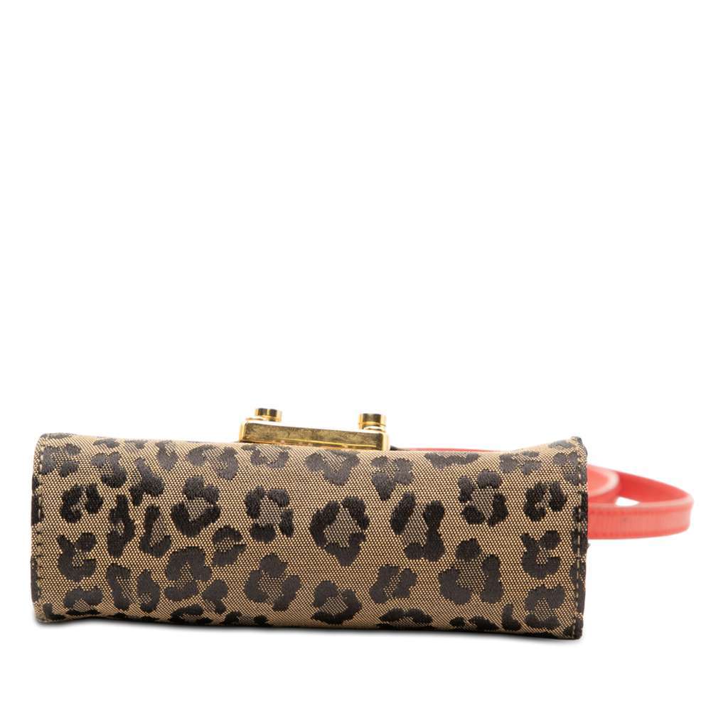 Fendi Mini Leopard Print Canvas Flap Crossbody Brown Canvas Very good condition - Inside View