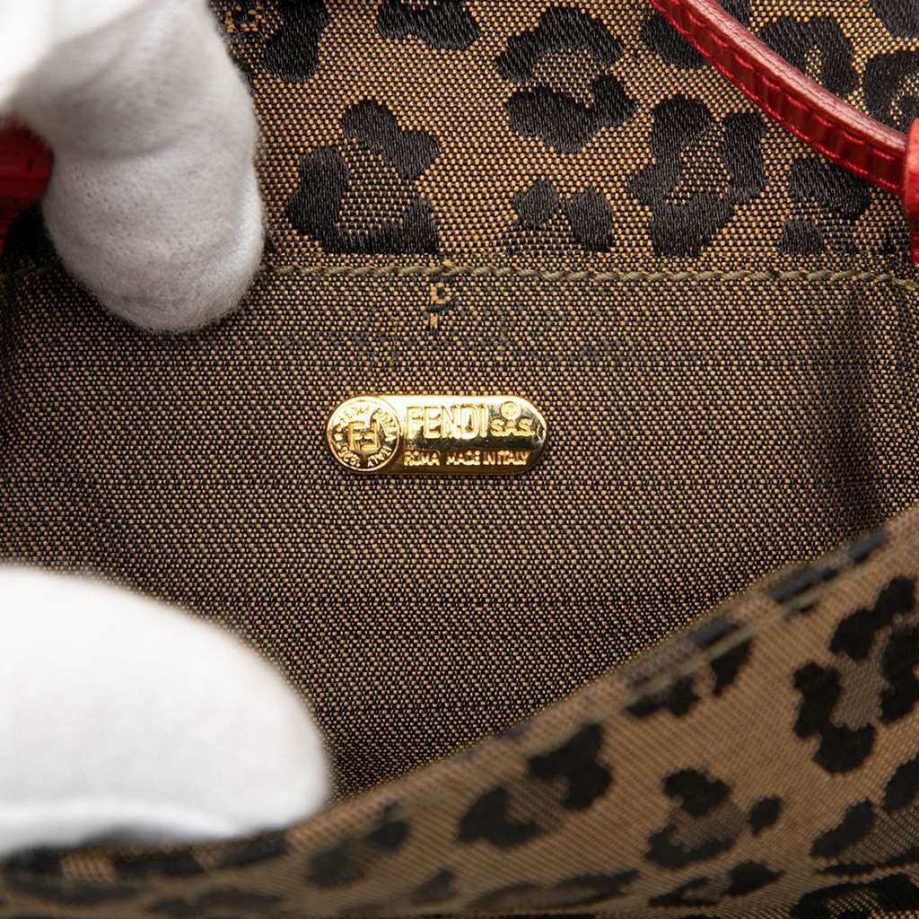 Fendi Mini Leopard Print Canvas Flap Crossbody Brown Canvas Very good condition - Box View