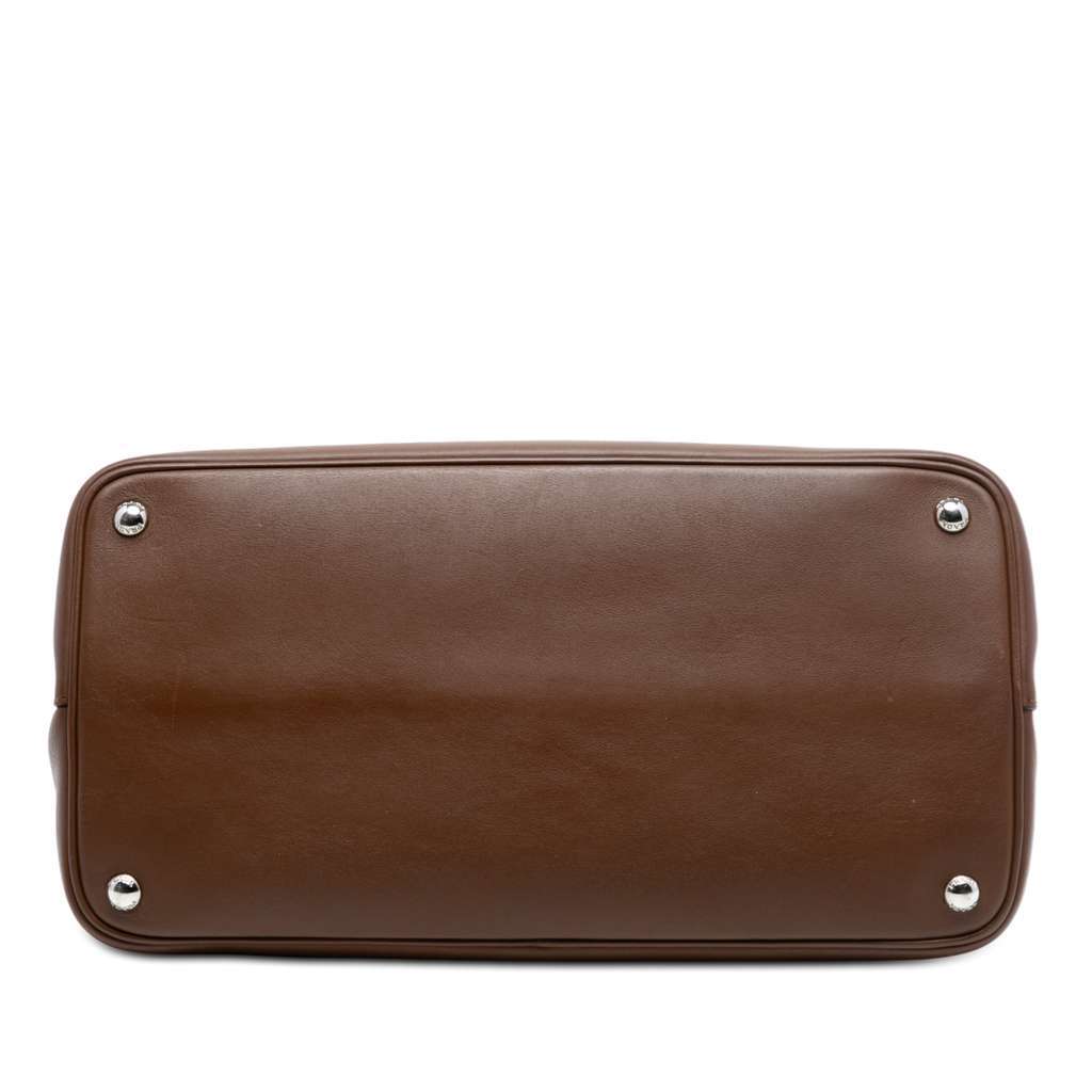 Prada Large Bicolor City Calf Double Flap Satchel Brown Leather Very good condition - Inside View
