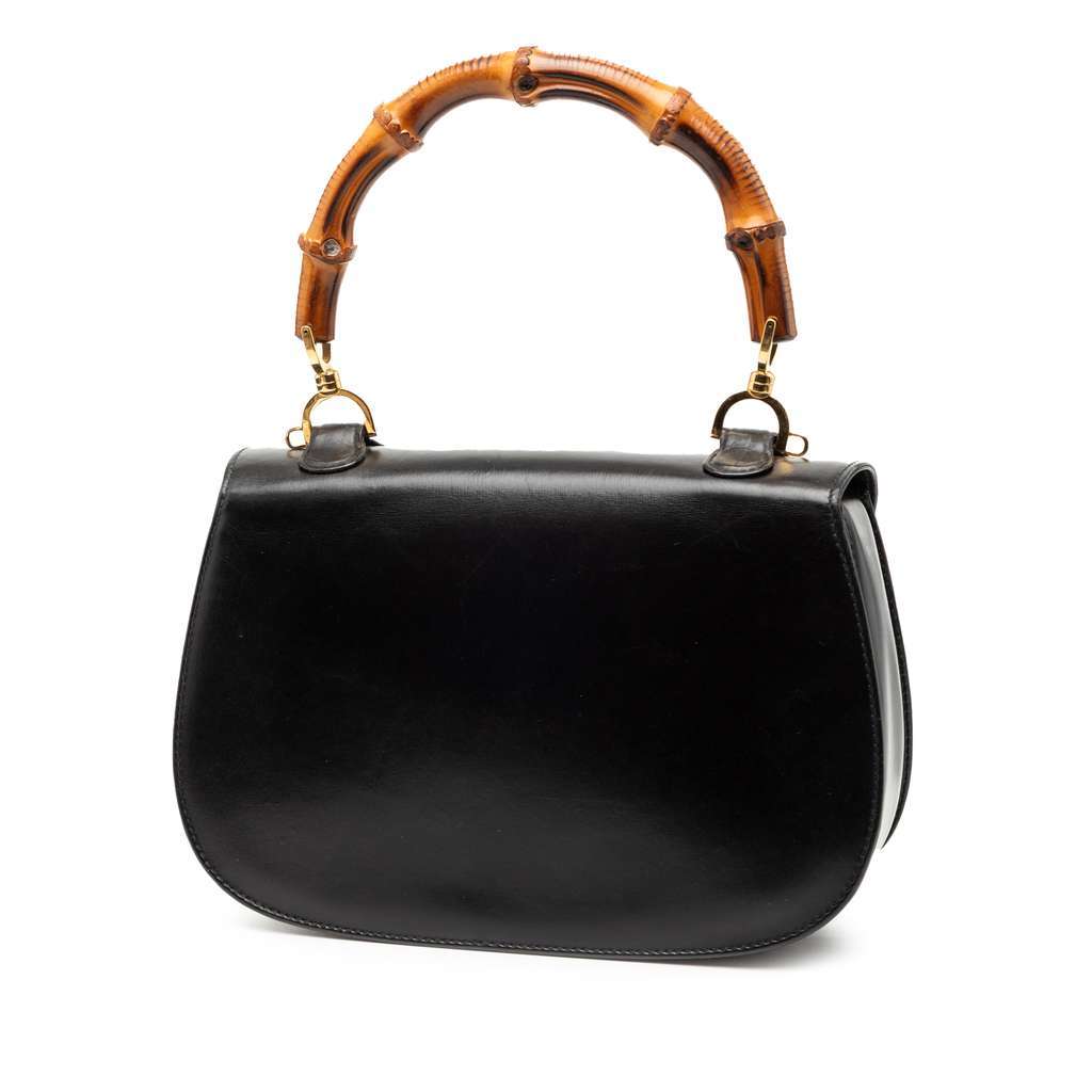 Gucci Calfskin Bamboo Night Black Leather Very good - Back View