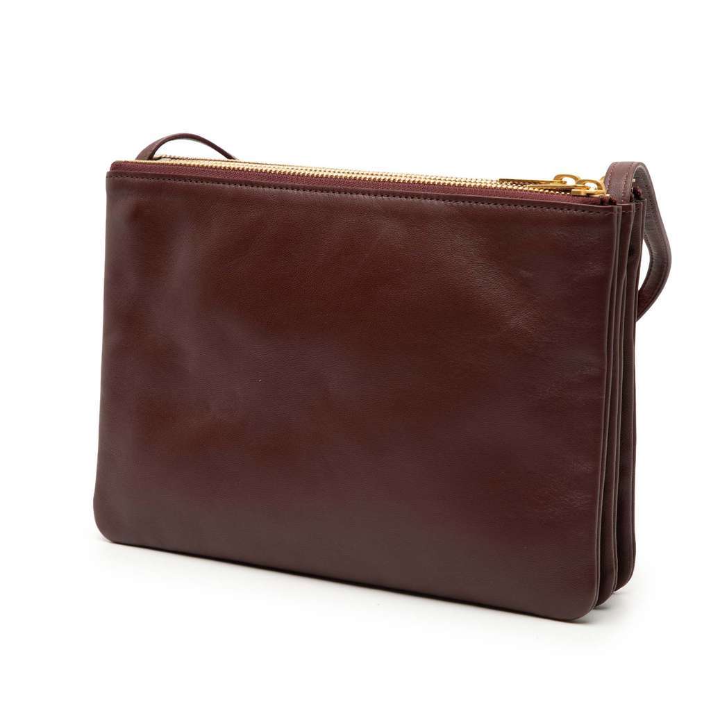 Celine Large Lambskin Trio Crossbody Red Leather Fair condition - Back View