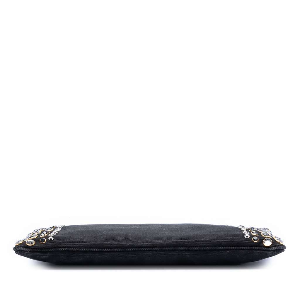 Prada Canvas Canapa Studded Vernice Clutch Black Canvas Very good condition - Inside View