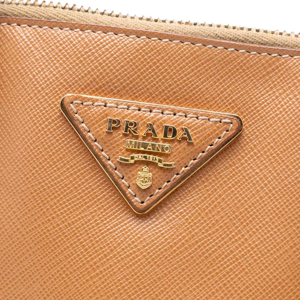Prada Medium Saffiano Lux Promenade Satchel Brown Leather Very good condition - Box View