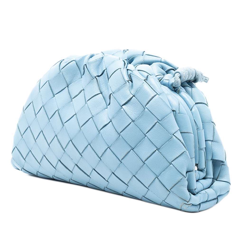Bottega Veneta Nappa Intrecciato The Mini Pouch Crossbody Blue Leather Good - Back View