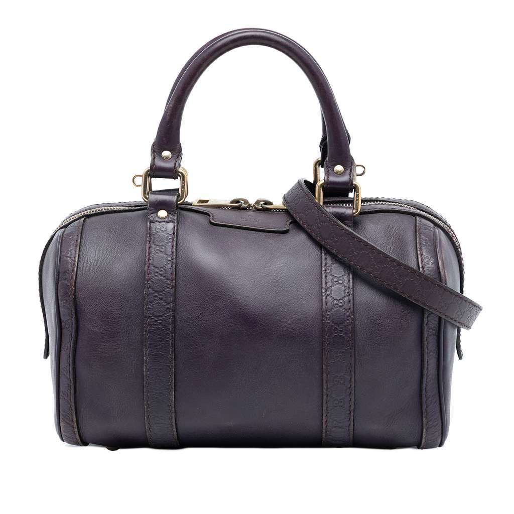 Gucci Small Guccissima Trimmed Leather Joy Boston Bag Purple Leather Very good - Front View