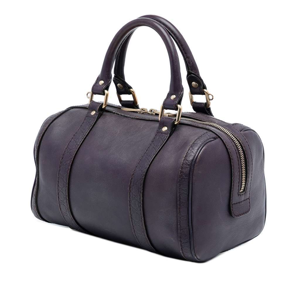 Gucci Small Guccissima Trimmed Leather Joy Boston Bag Purple Leather Very good - Back View