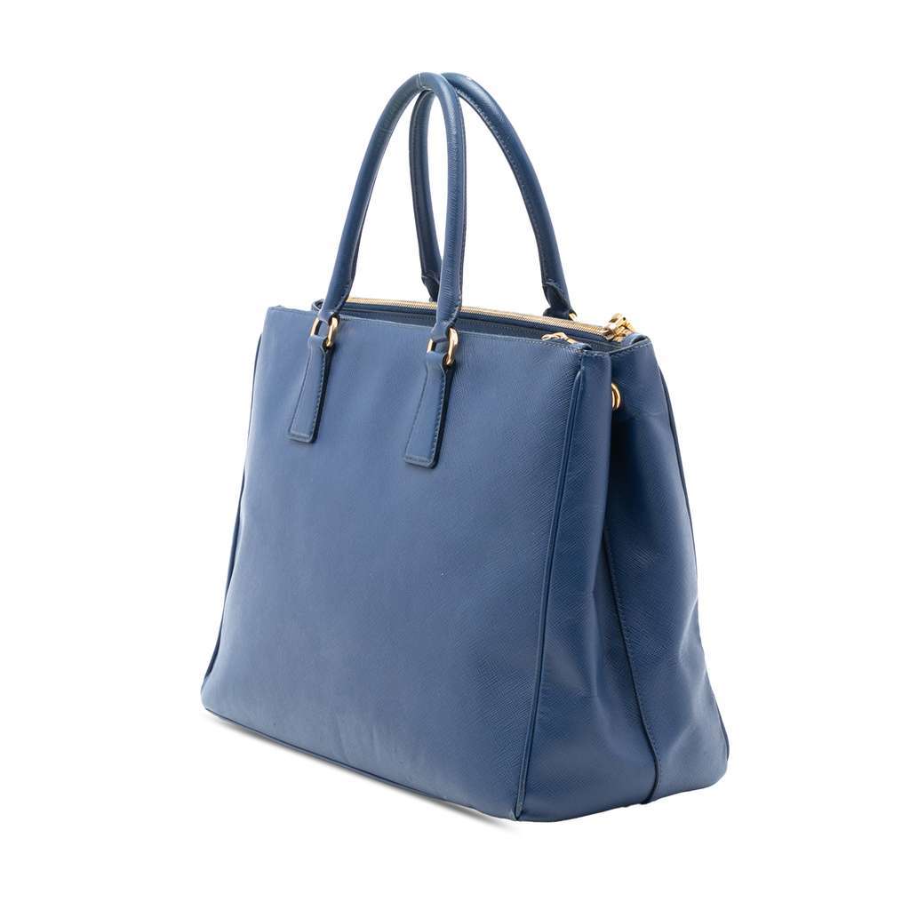 Prada Large Saffiano Lux Galleria Double Zip Tote Blue Leather Very good - Back View