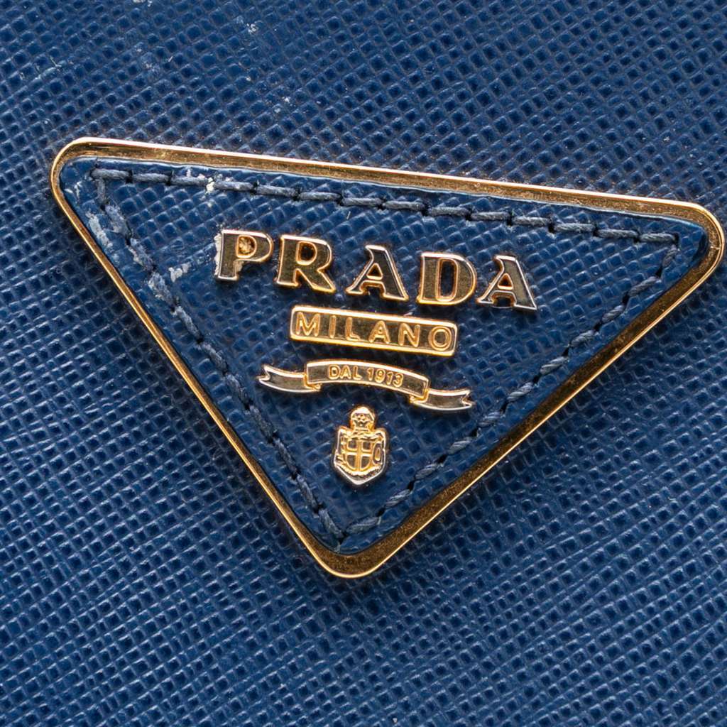 Prada Large Saffiano Lux Galleria Double Zip Tote Blue Leather Very good - Box View