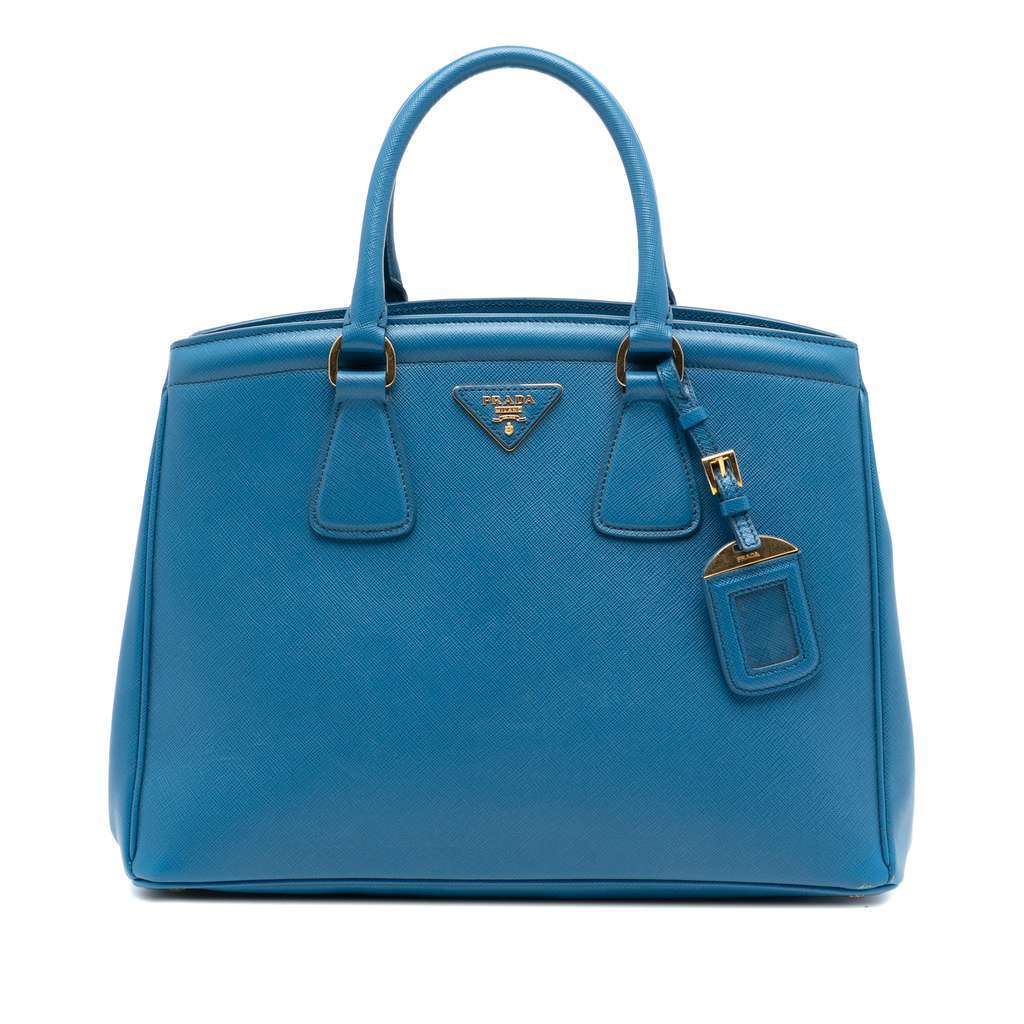 Prada Saffiano Lux Parabole Tote Blue Leather Very good - Front View