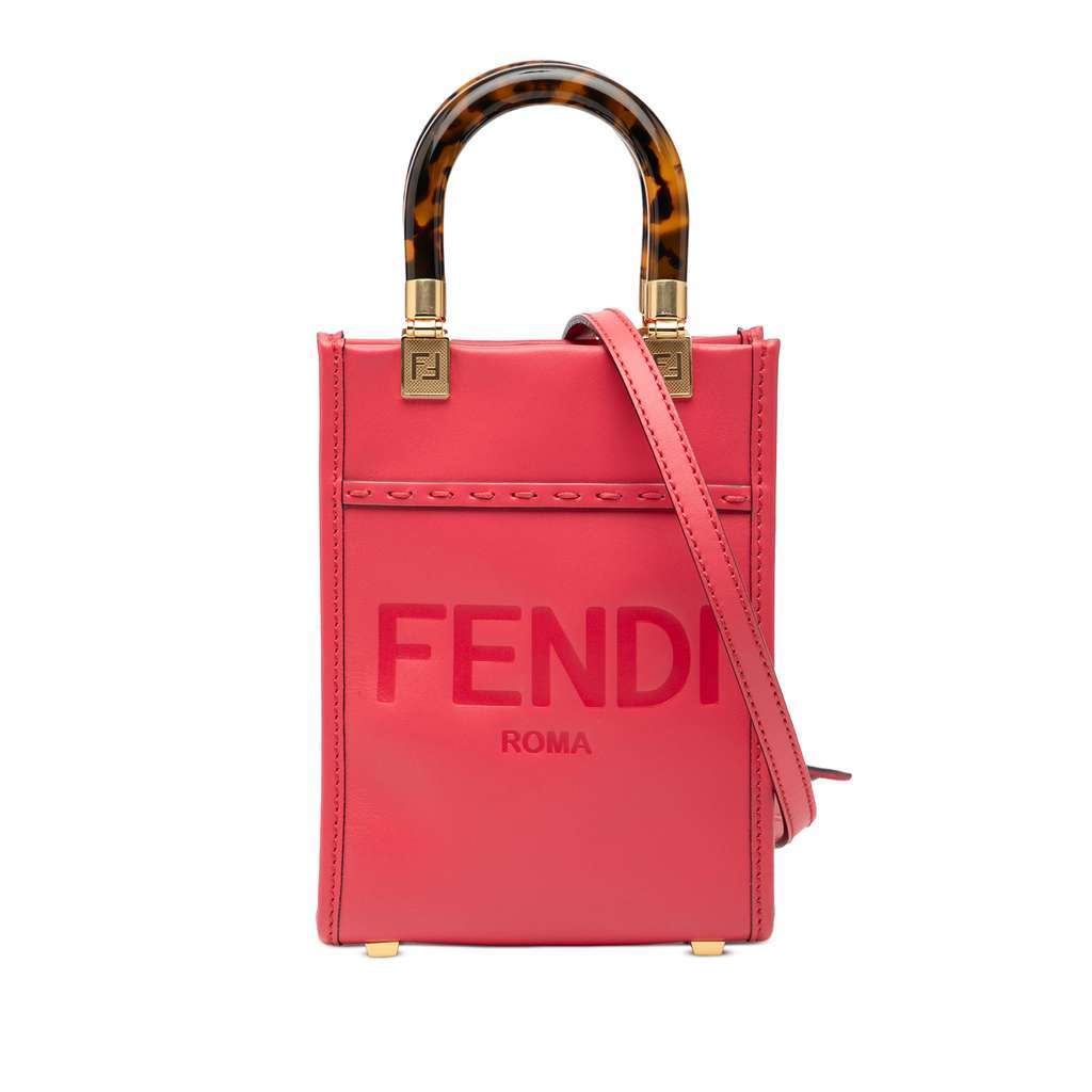 Fendi Mini Leather Sunshine Shopper Tote Pink Leather Very good - Front View