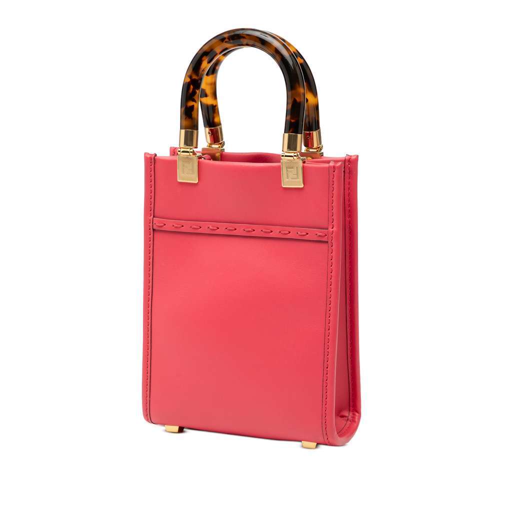 Fendi Mini Leather Sunshine Shopper Tote Pink Leather Very good - Back View