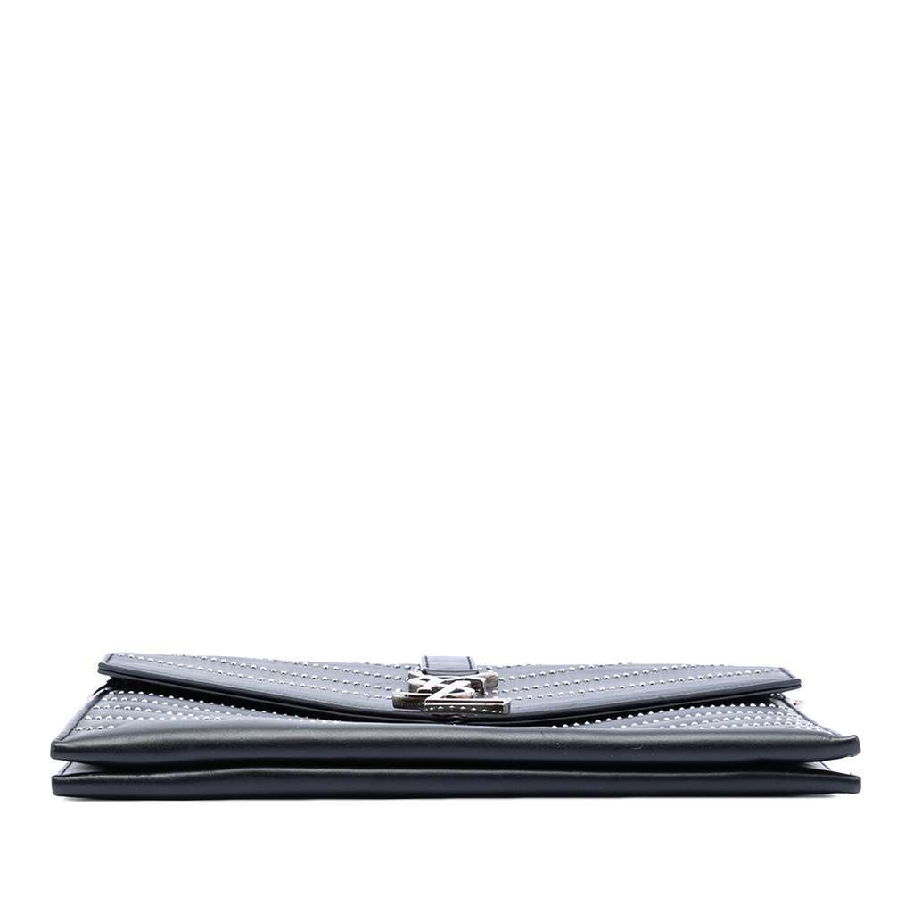 Saint Laurent Studded Chevron Calfskin Monogram Envelope Chain Flap Black Leather Very good - Inside View