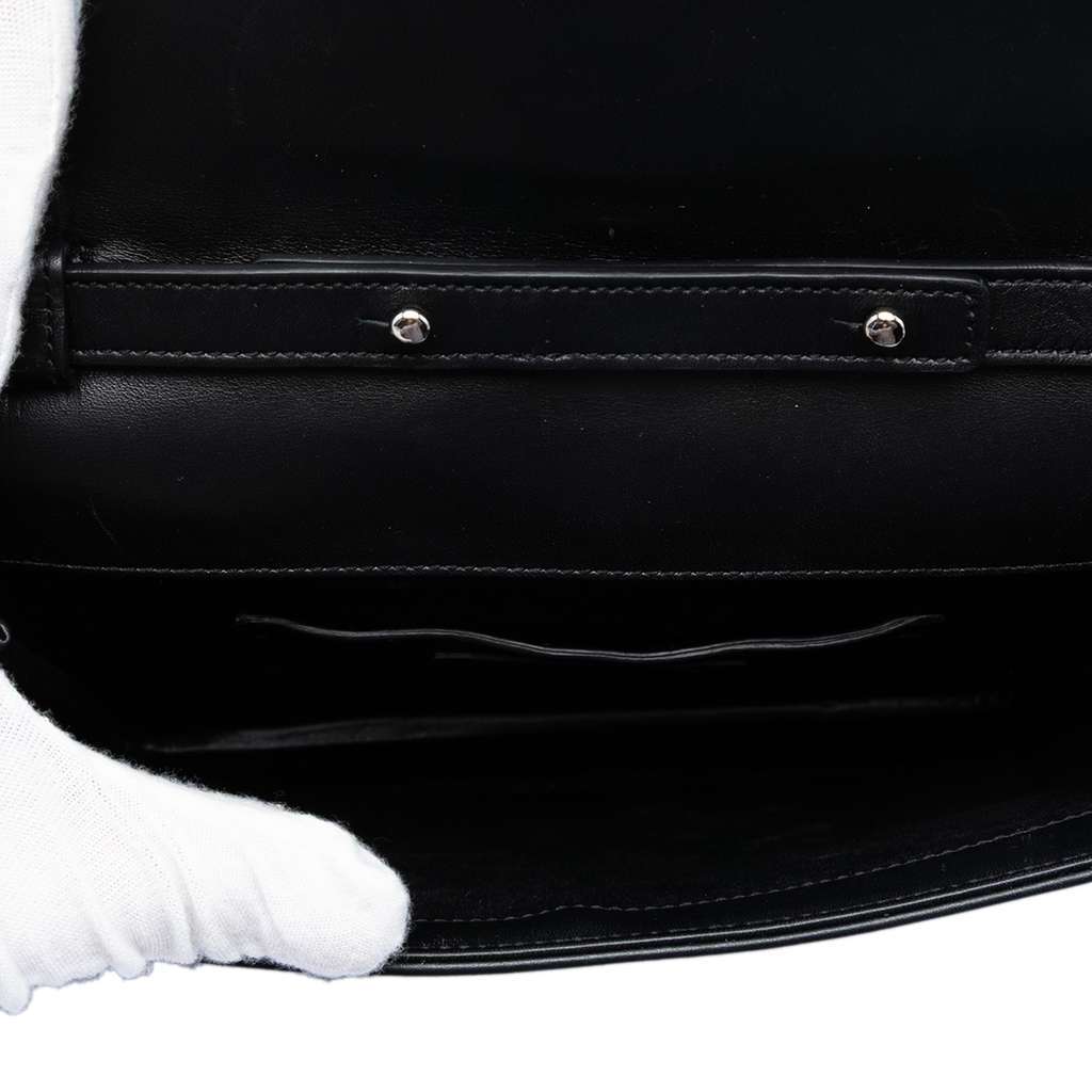 Saint Laurent Studded Chevron Calfskin Monogram Envelope Chain Flap Black Leather Very good - Model View